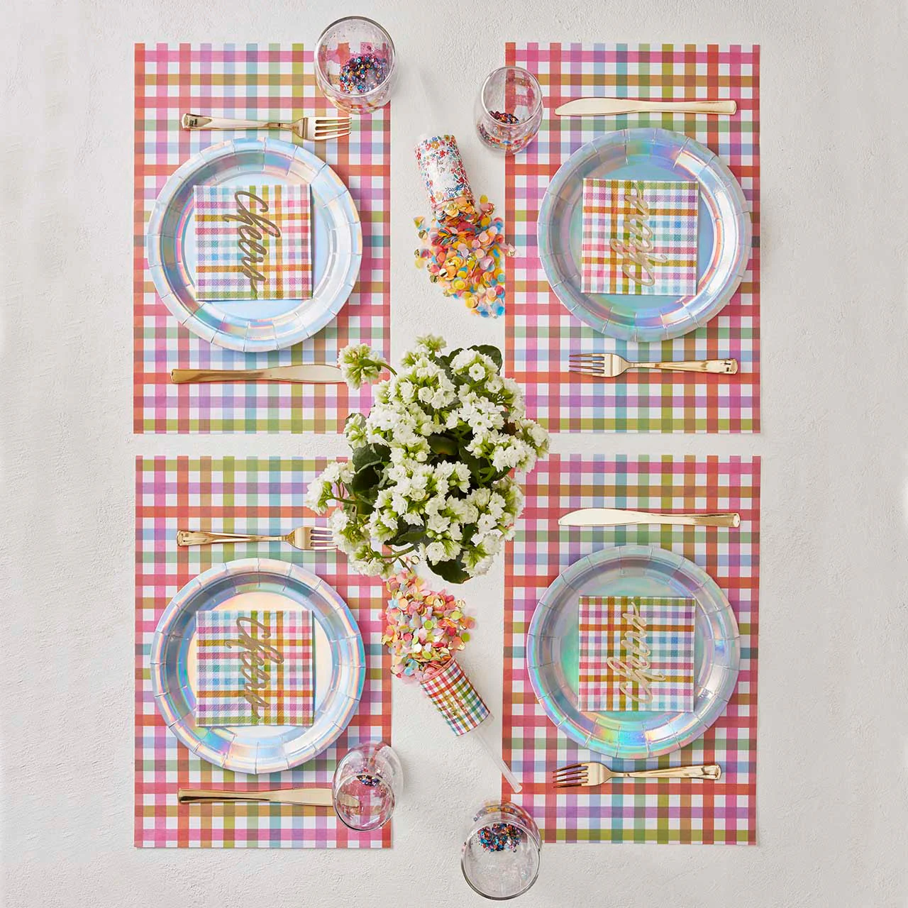 Gingham Cheers Foil Beverage Napkins | Cocktail Party Napkin | 5" Square - Image 11
