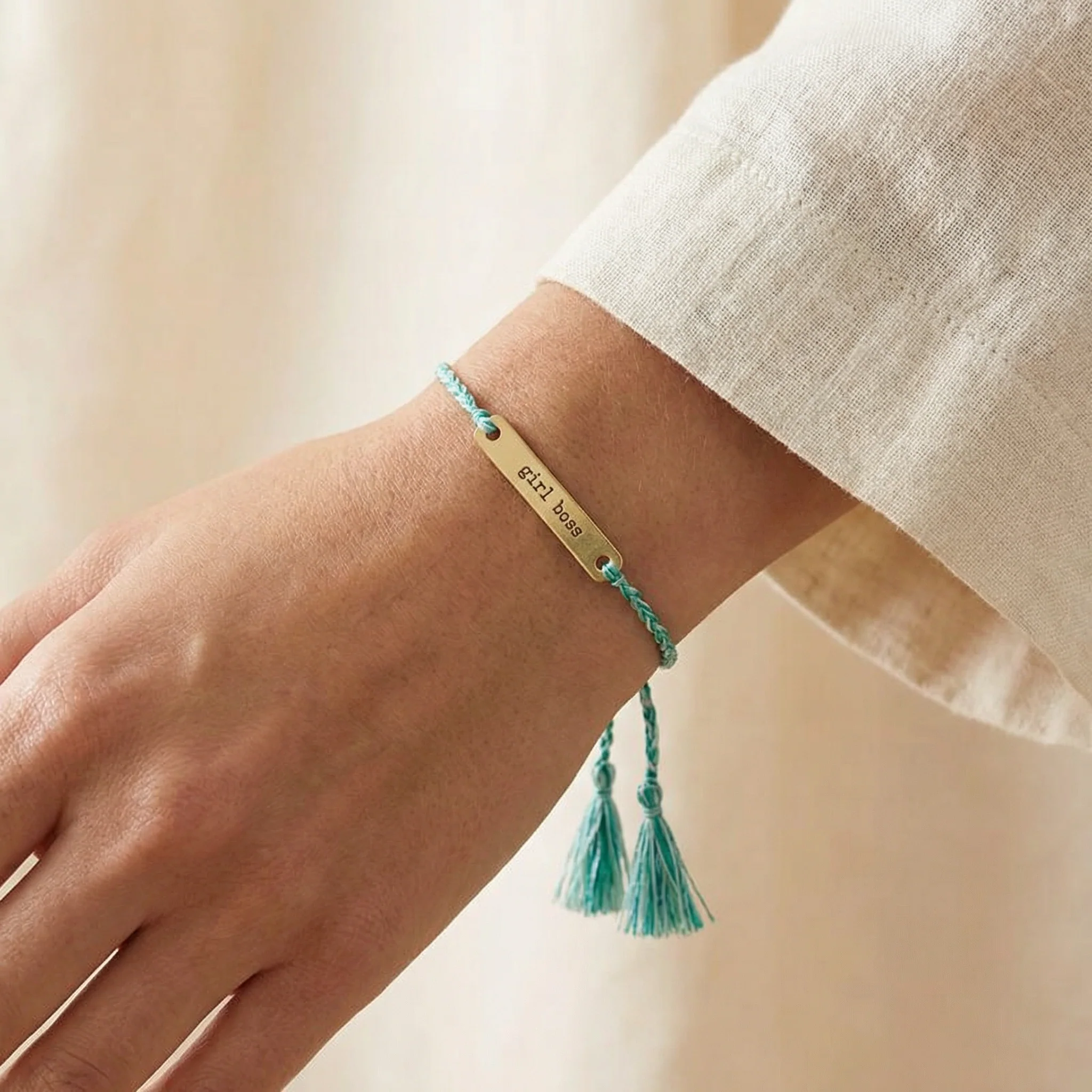 Girl Boss String Gold Bar Bracelet | In a Giftable Glass Jar with Cork Lid - Image 2