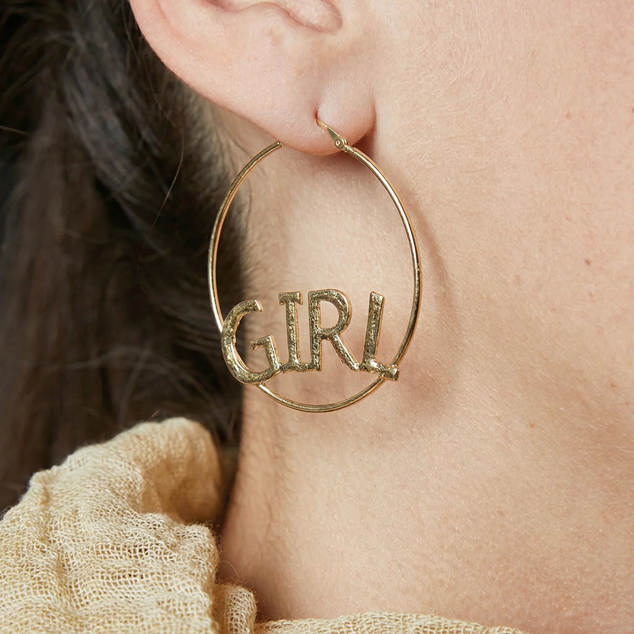 GIRL GANG Oversize Gold Hoop Earrings - Image 2
