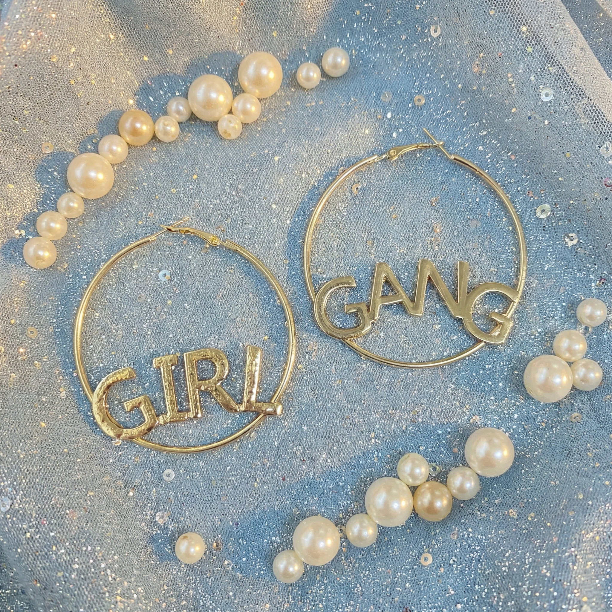 GIRL GANG Oversize Gold Hoop Earrings - Image 4