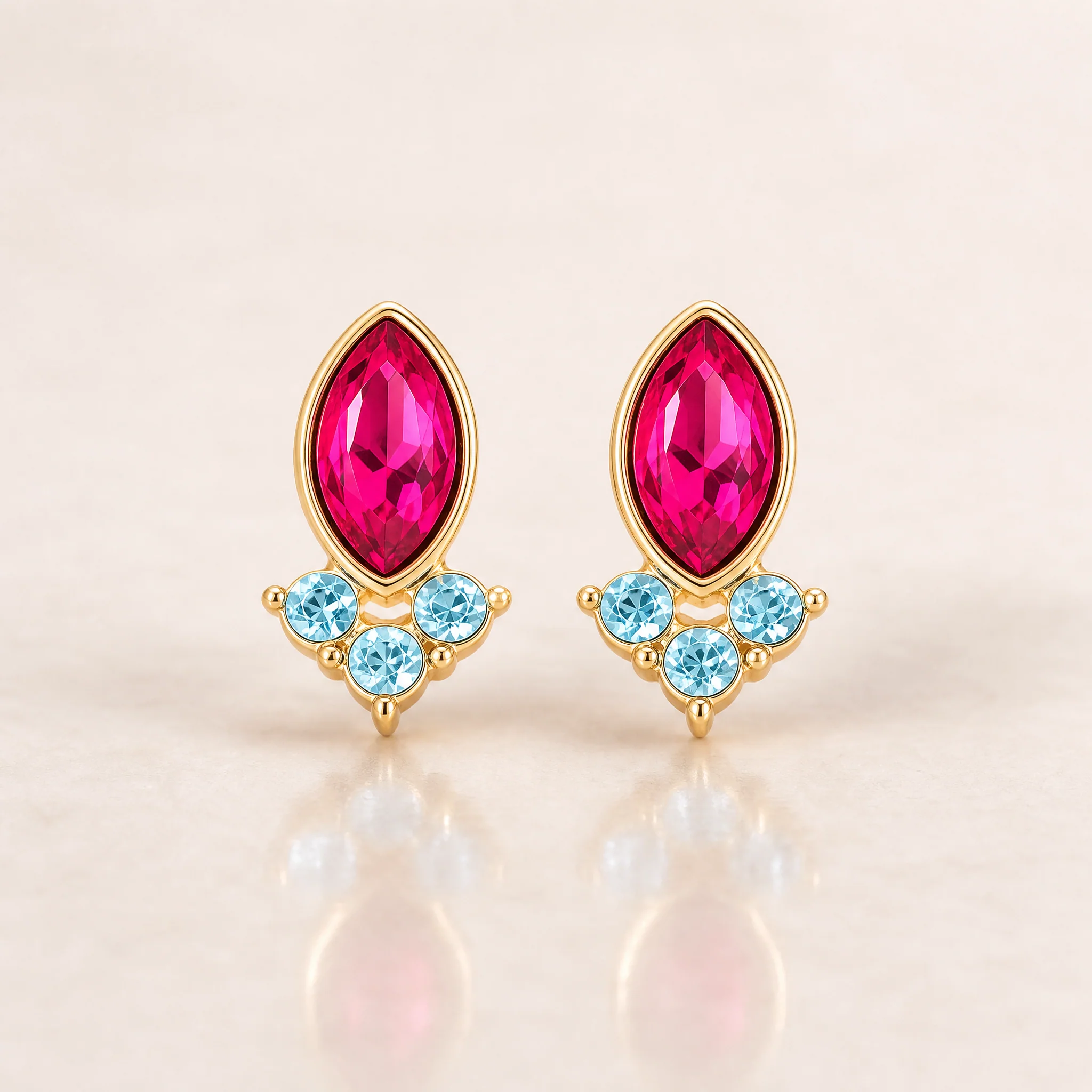 Girl Power Gemstone Leather Tag Earrings - Image 3