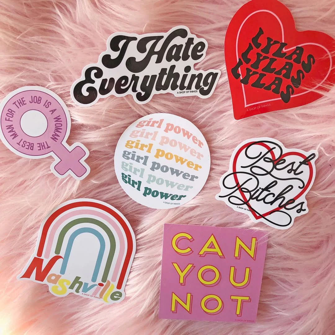 Girl Power Round Vinyl Sticker | Feminist Women Gifts - Image 3