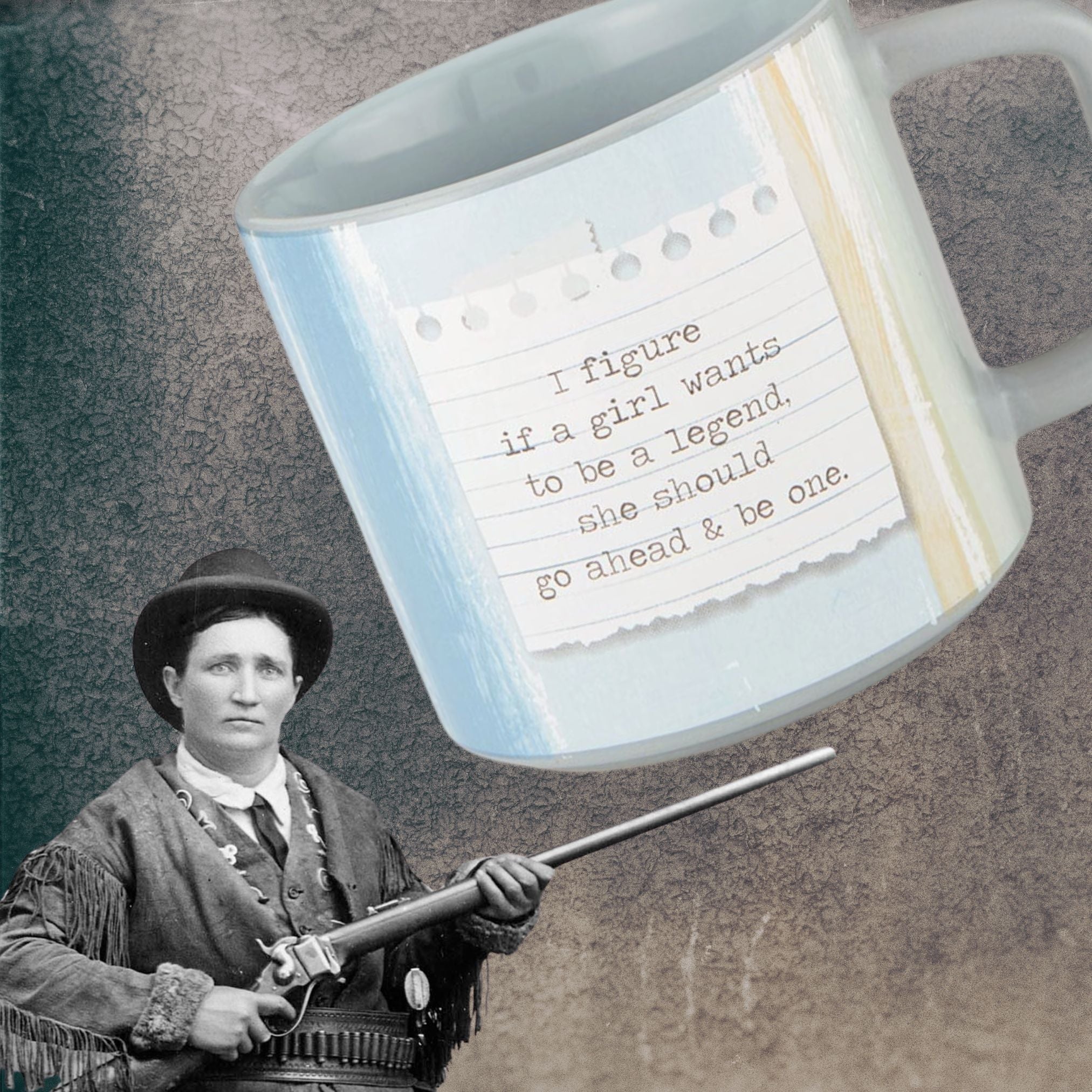 Calamity Jane "If a Girl Wants To Be A Legend" Coffee Mug | Stoneware Tea Coffee Cup | 14oz - Image 5