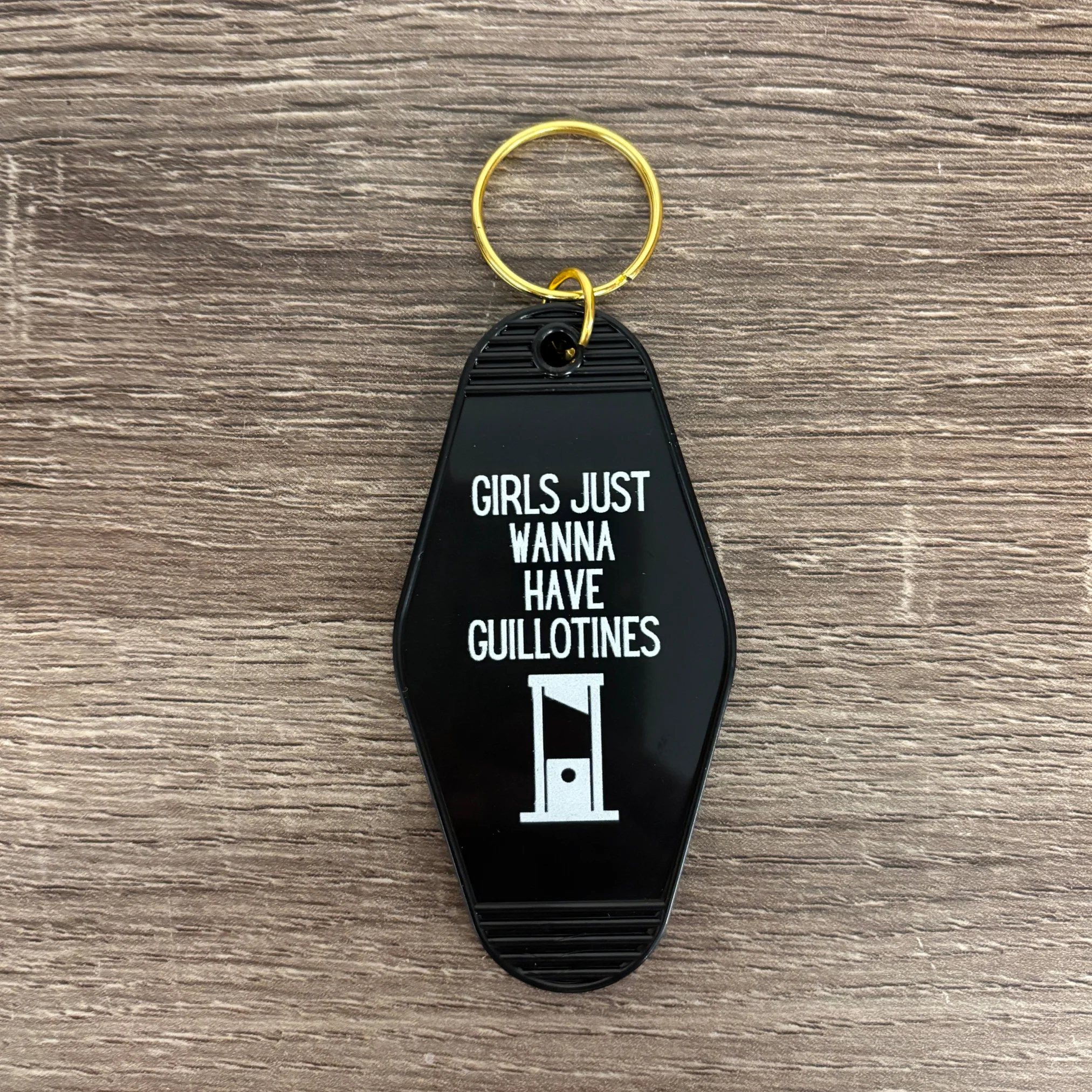 Girls Just Wanna Have Guillotines Motel Style Keychain in Black - Image 5