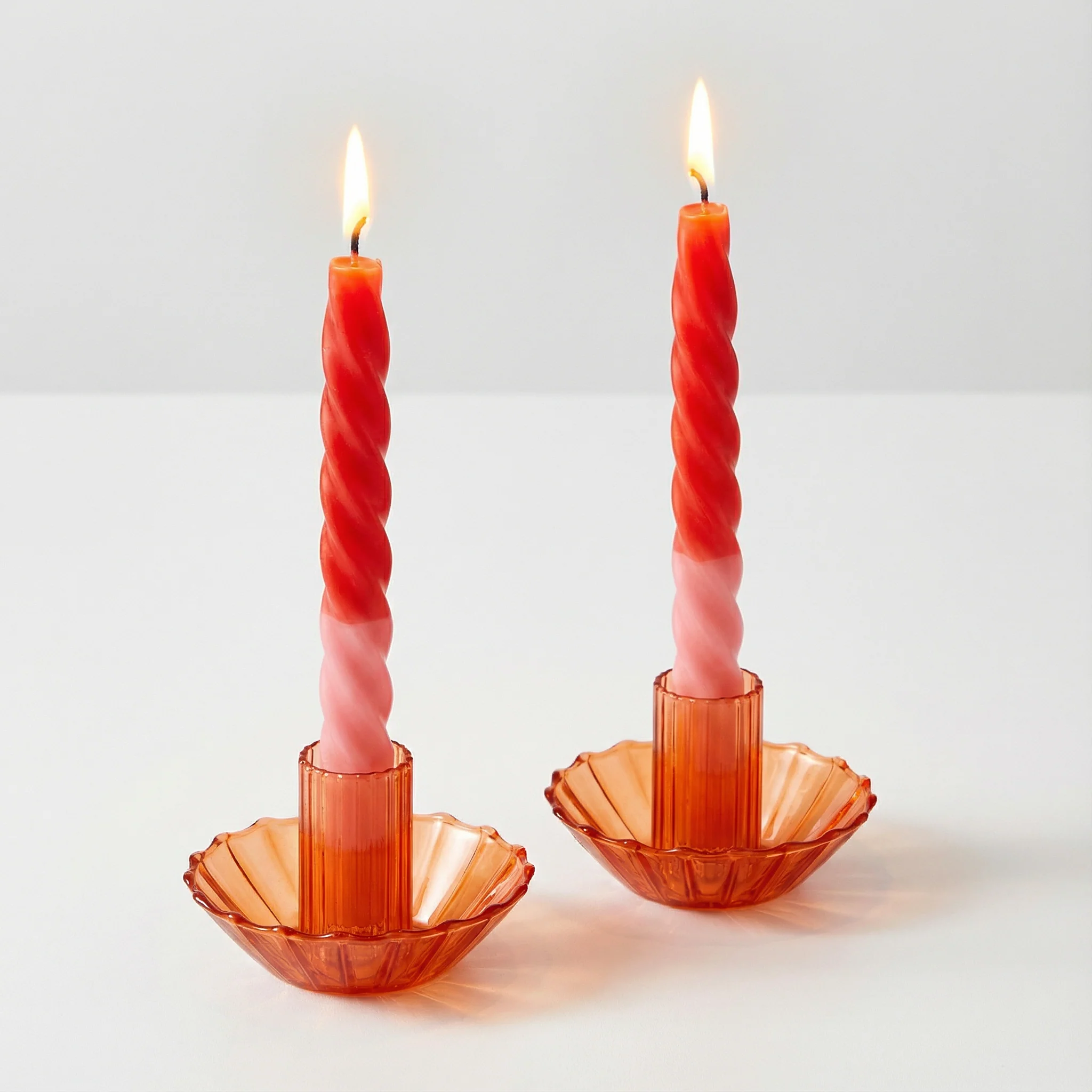 Glass Candle Holder in Red | Aesthetic Tinted Glass Taper Candle Sticks Candlestick Base - Image 3