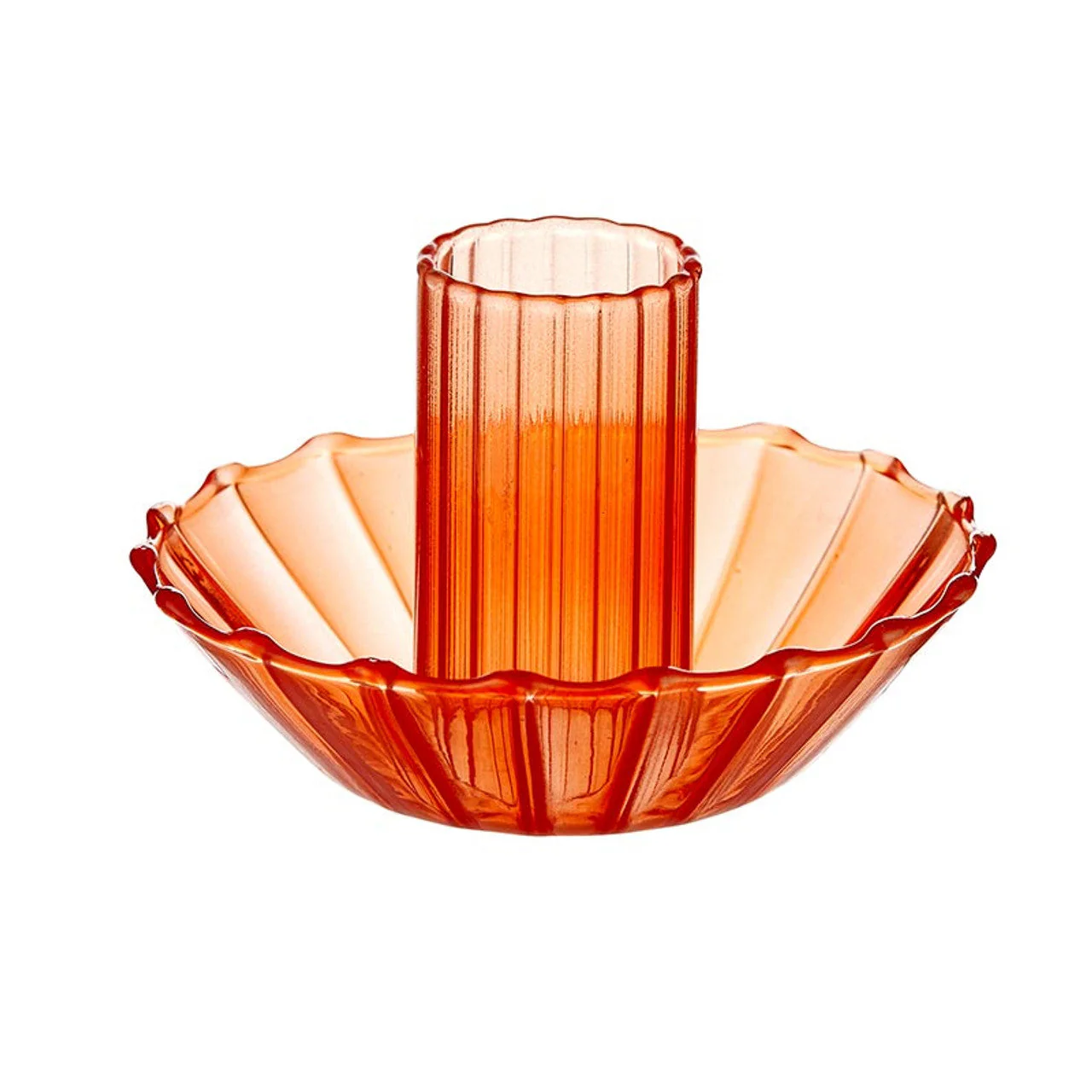 Glass Candle Holder in Red | Aesthetic Tinted Glass Taper Candle Sticks Candlestick Base - Image 4