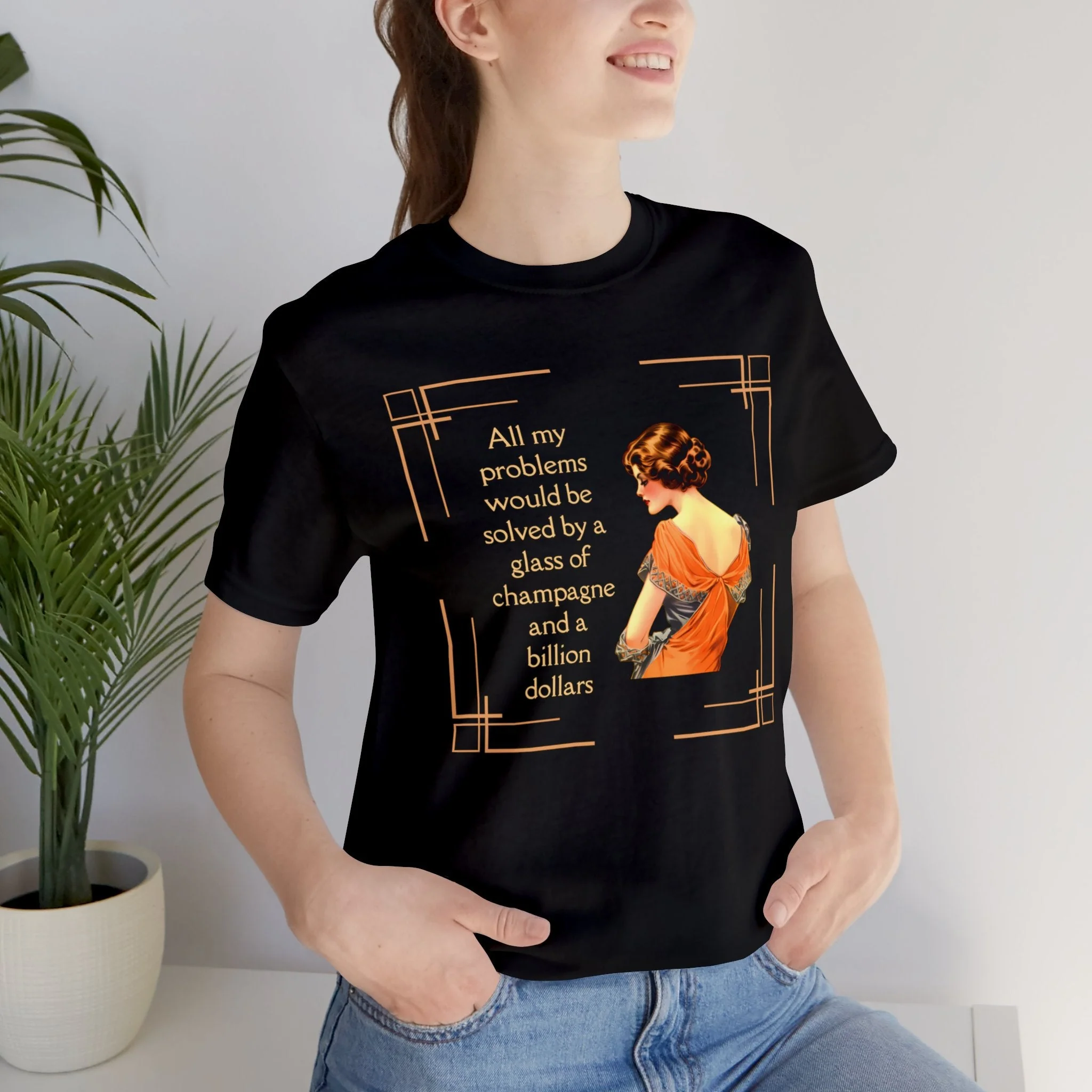 Glass of Champagne and a Billion Dollars Jersey Short Sleeve Tee - Image 2