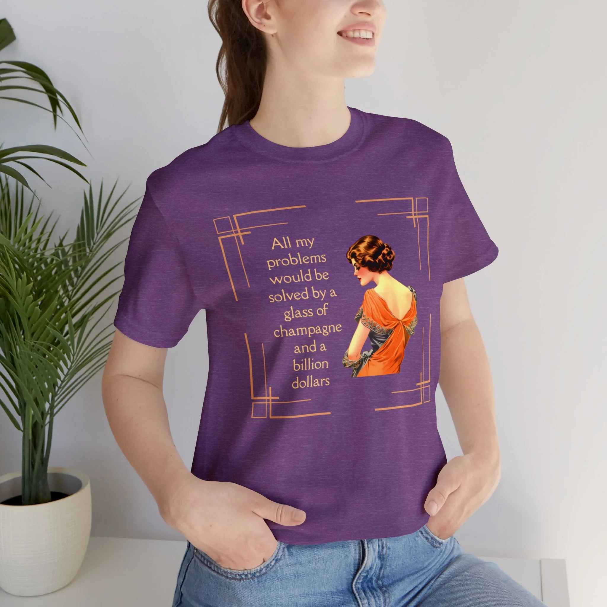 Glass of Champagne and a Billion Dollars Jersey Short Sleeve Tee - Image 3