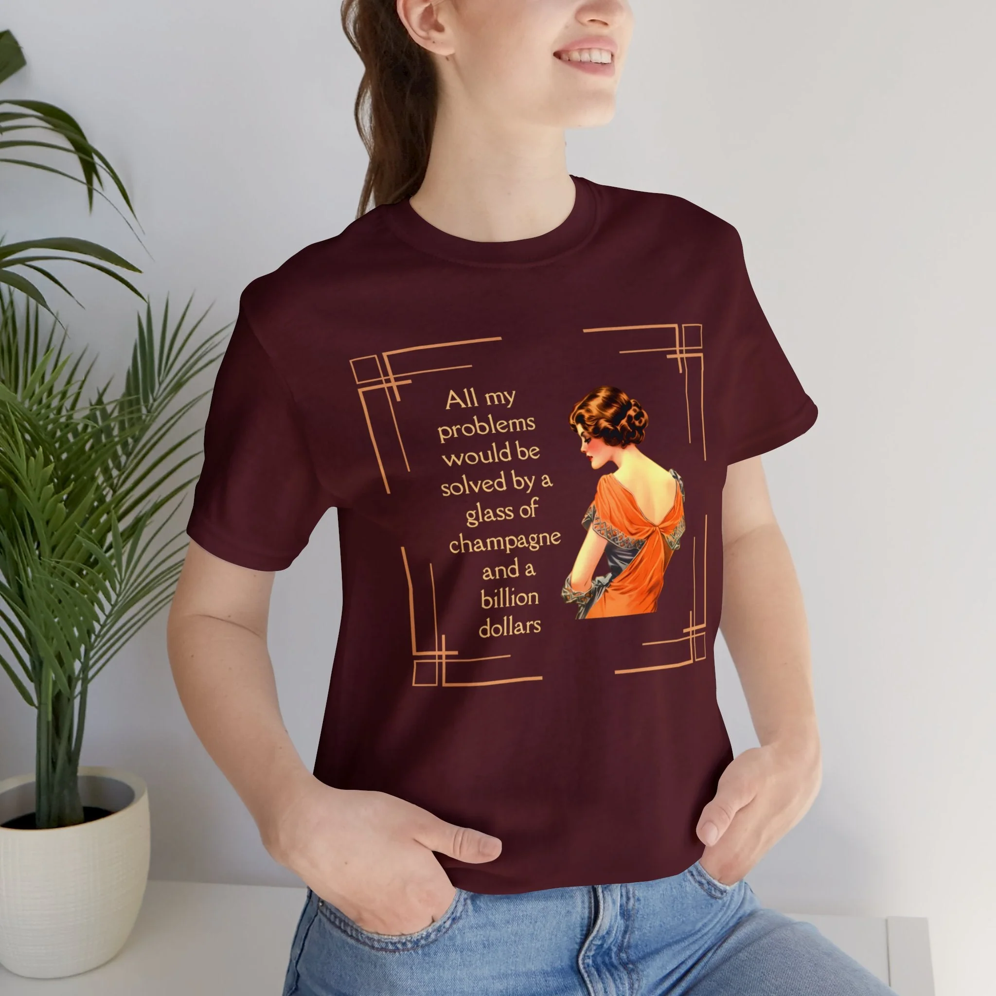 Glass of Champagne and a Billion Dollars Jersey Short Sleeve Tee - Image 4