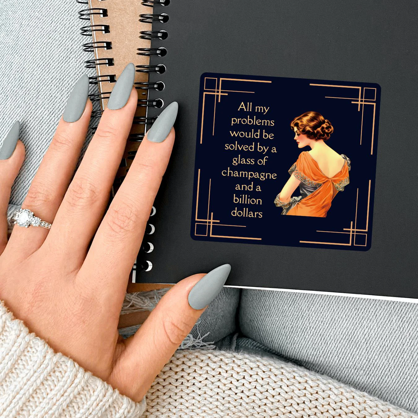 Glass of Champagne and a Billion Dollars Sticker | Vinyl Die Cut Decal - Image 3