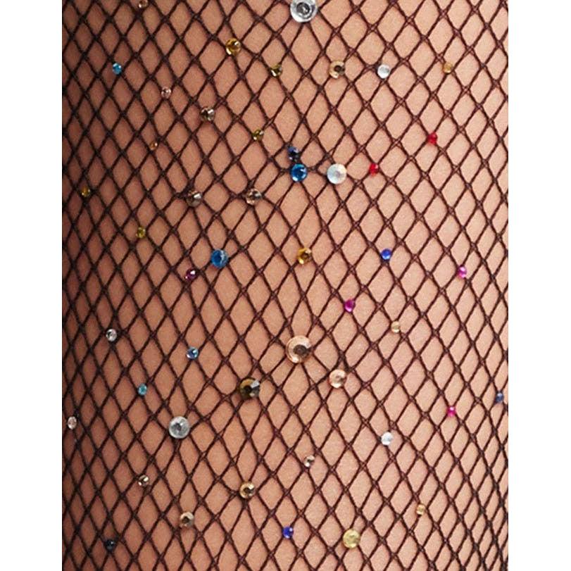 High Heel Jungle Glitter Fishnet Tights in Black [One Size] - Image 3
