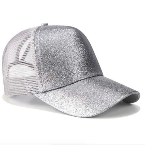 Glitter Snapback Cap with Ponytail Opening - Image 3