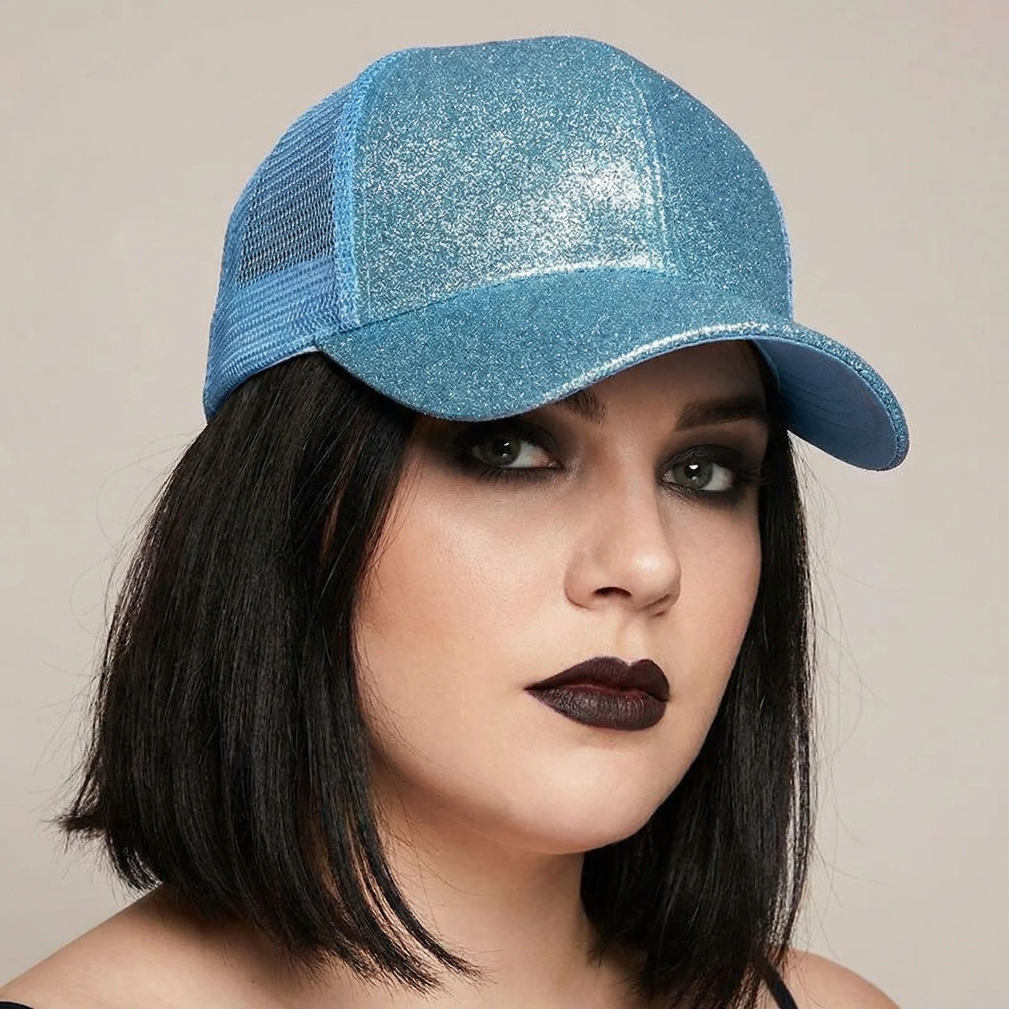 Glitter Snapback Cap with Ponytail Opening - Image 8