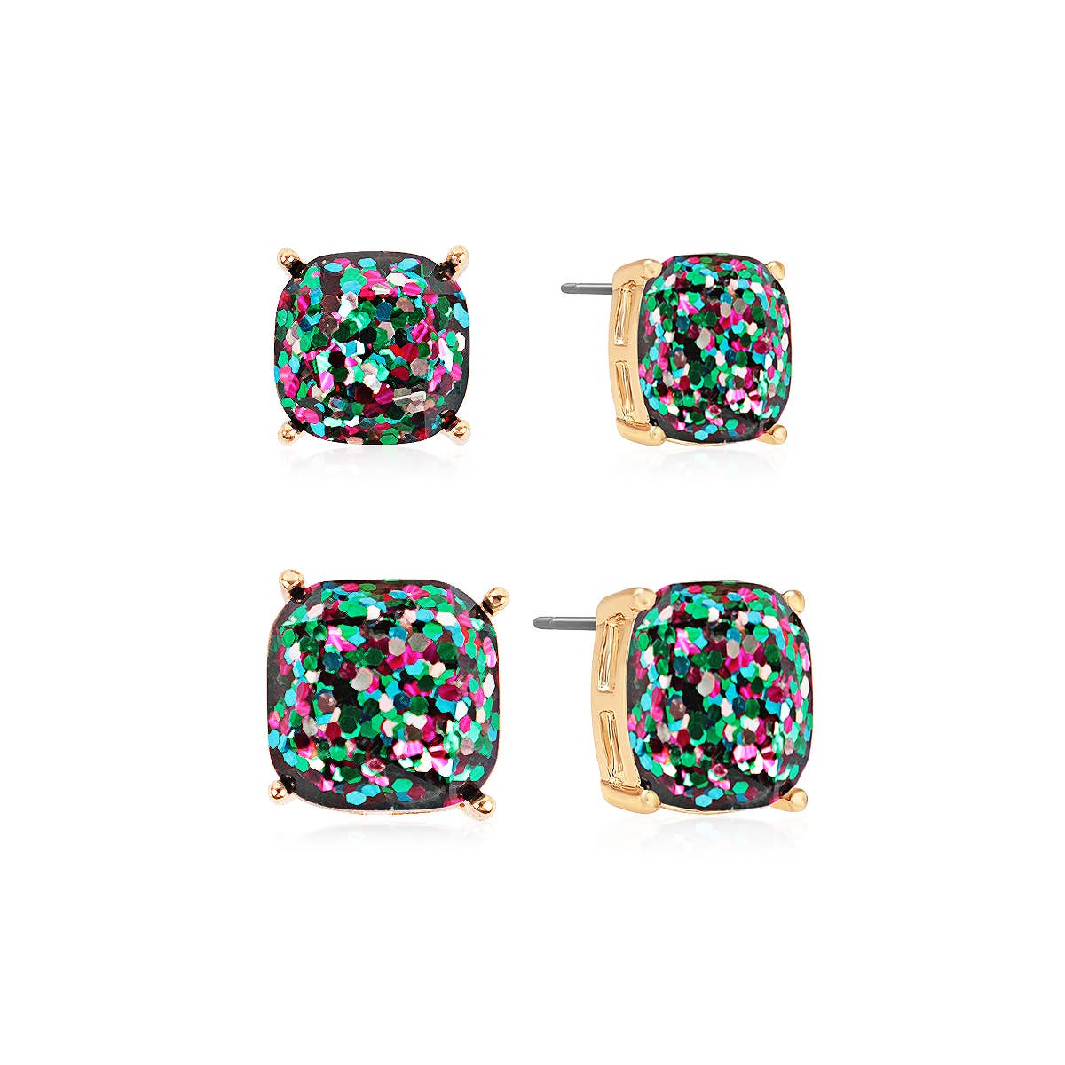Mom and Daughter Glitter Square Cushion Cut Stud Earring Set – "Mom and Me" Gift Set - Image 5