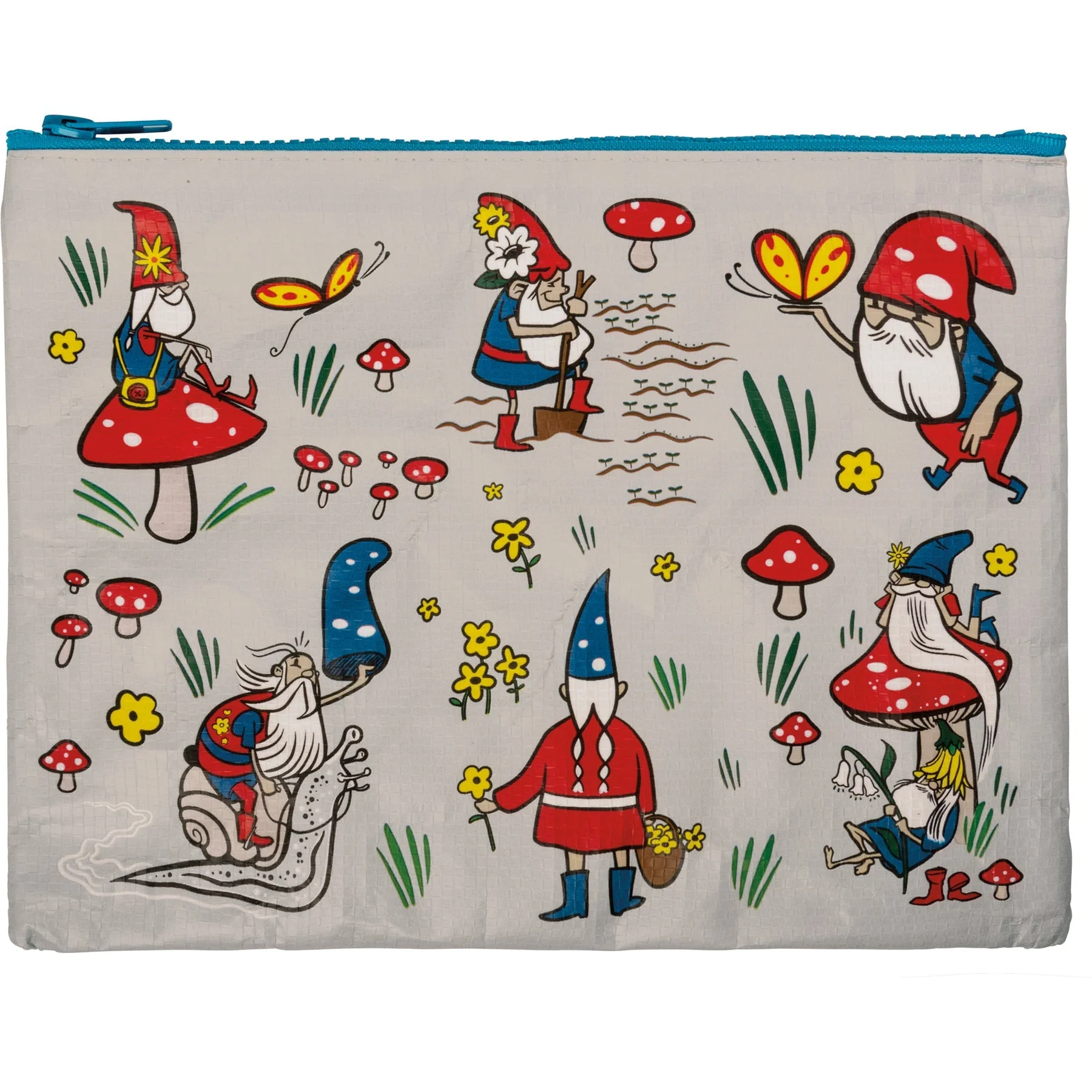 Gnomes Recycled Material Cute/Cool/Unique Zipper Pouch/Bag/Clutch/Cosmetic Bag | 9.5" x 7" - Image 2