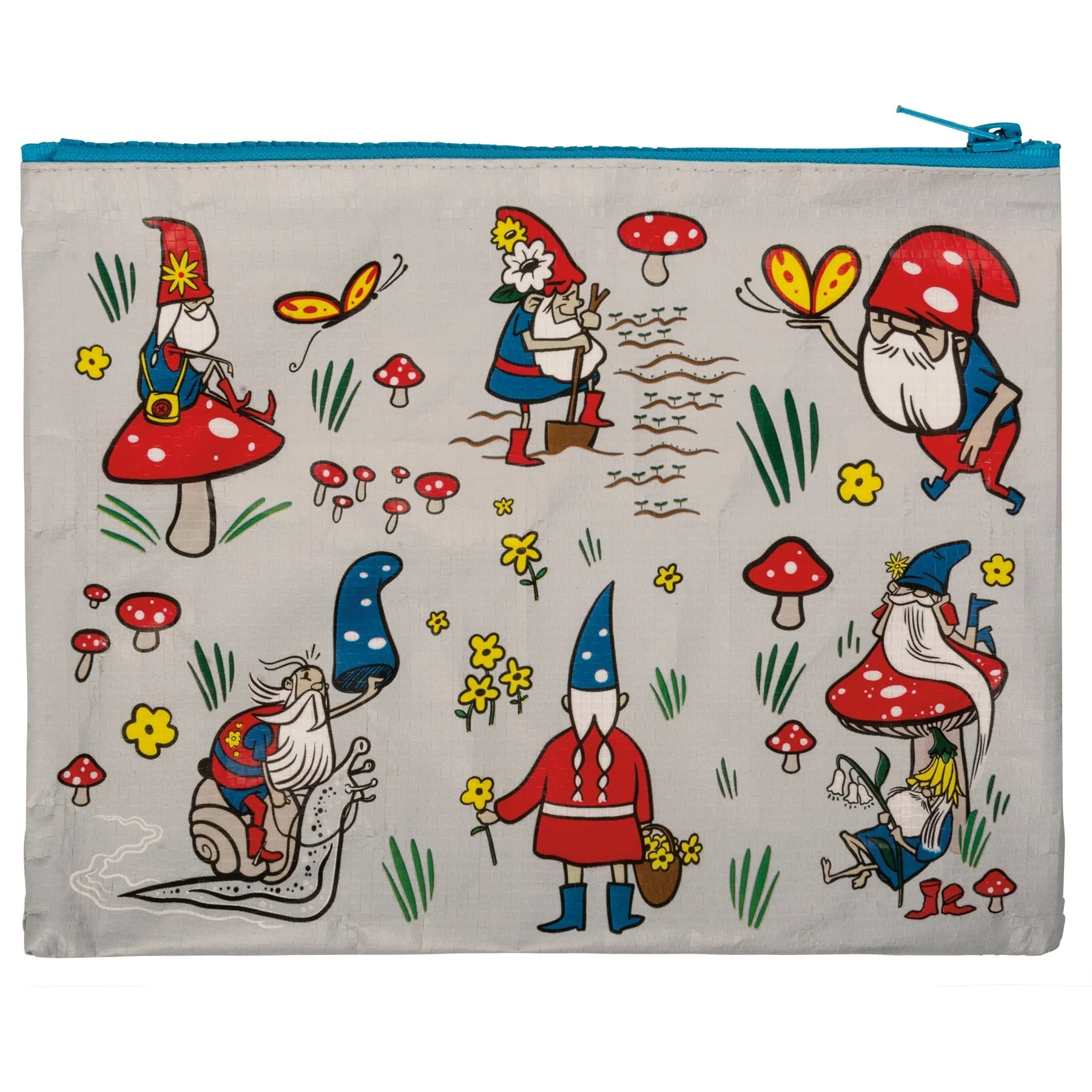Gnomes Recycled Material Cute/Cool/Unique Zipper Pouch/Bag/Clutch/Cosmetic Bag | 9.5" x 7" - Image 3
