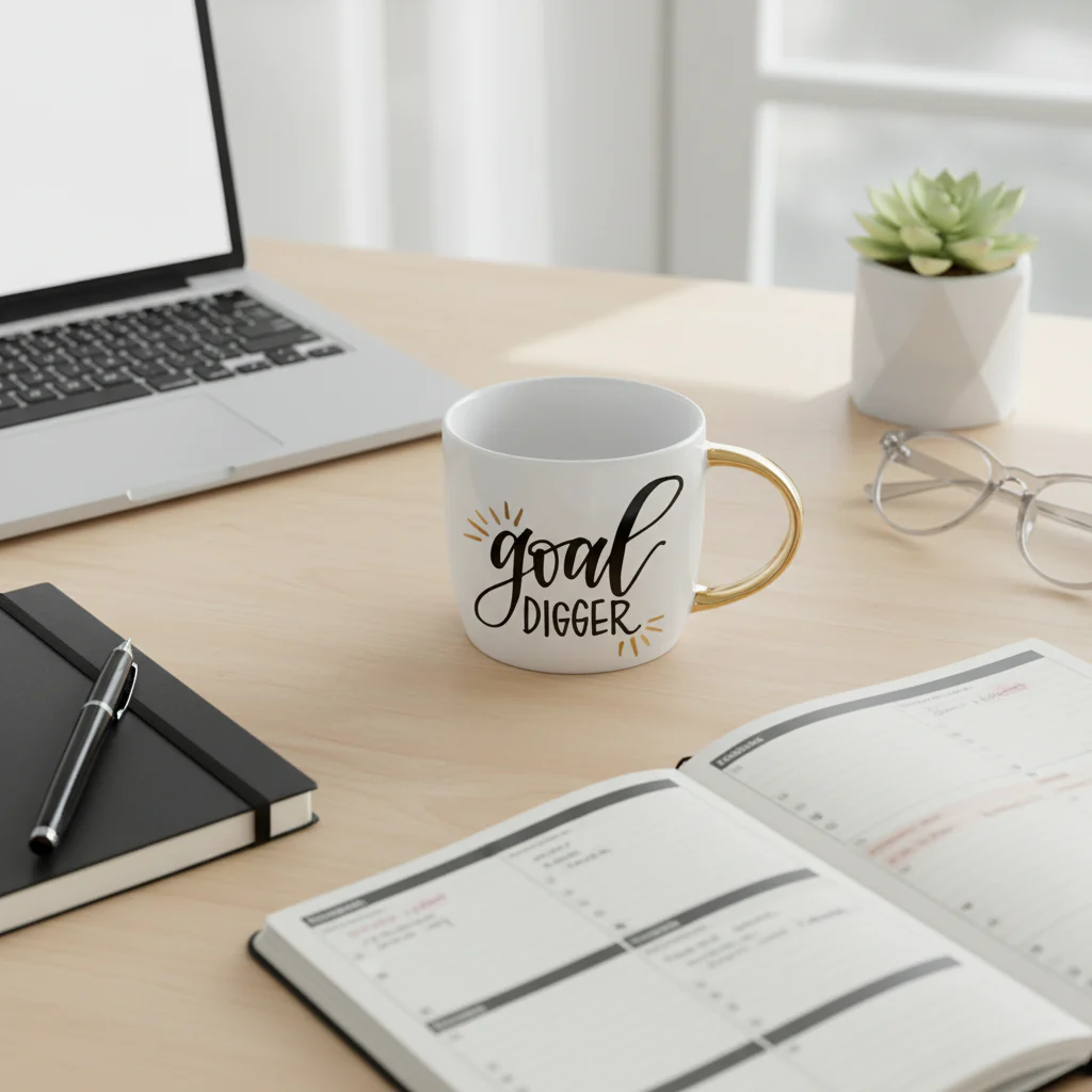 Goal Digger Mug | Gold Handle Coffee Mug | 14 oz. - Image 4