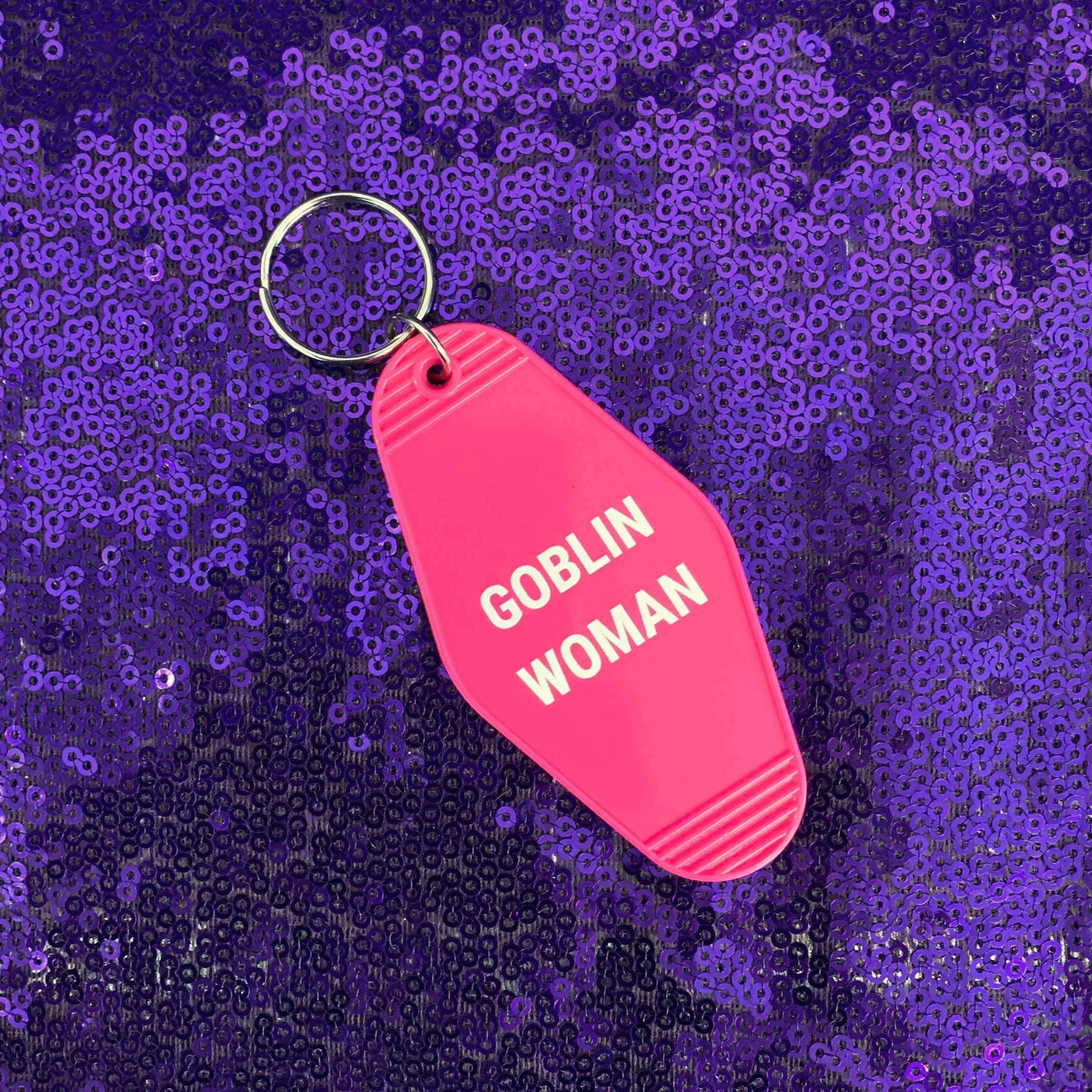 Goblin Woman Motel Style Keychain in Fuchsia Pink - Image 4