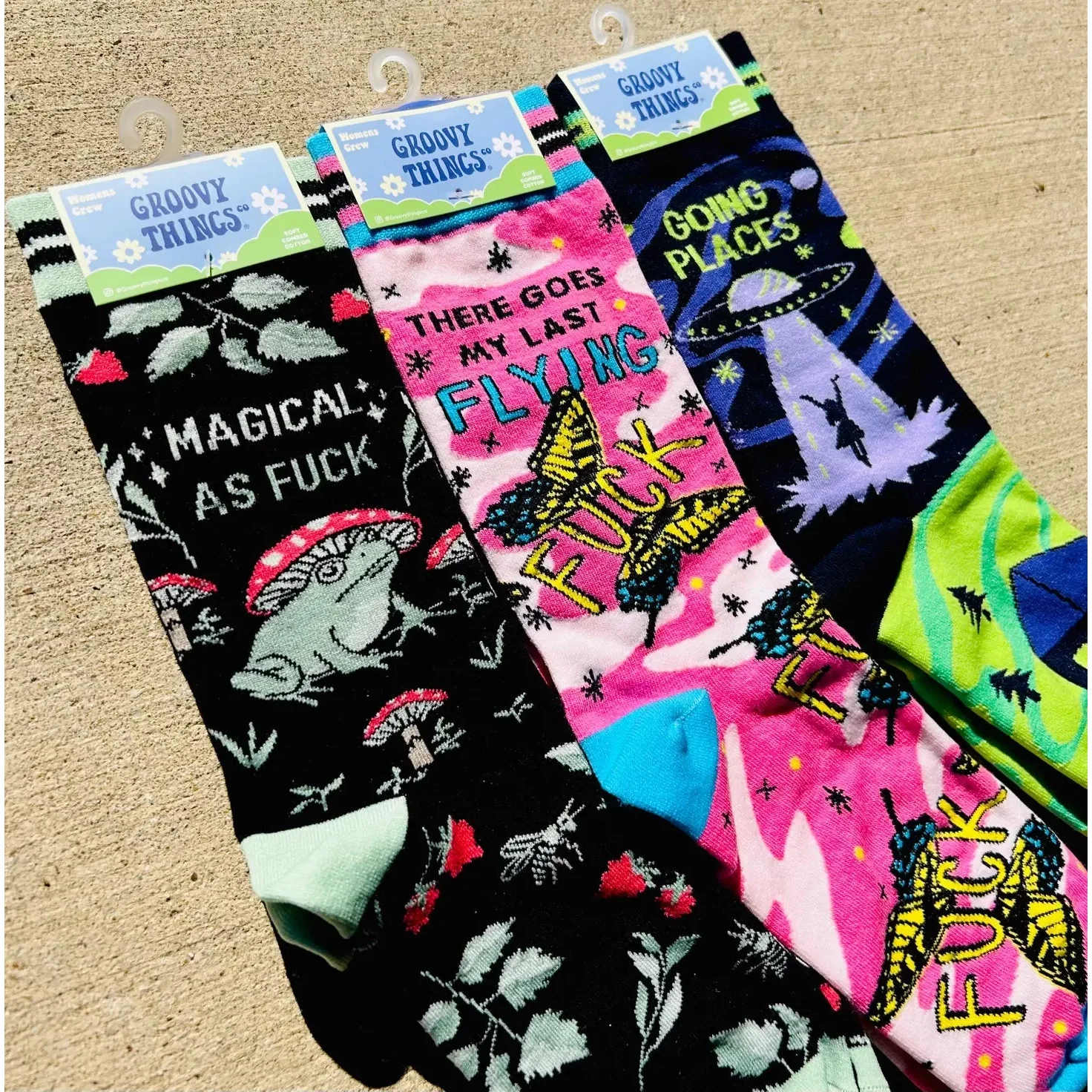 Alien Abduction "Going Places" Women's Socks in Black and Green - Image 3