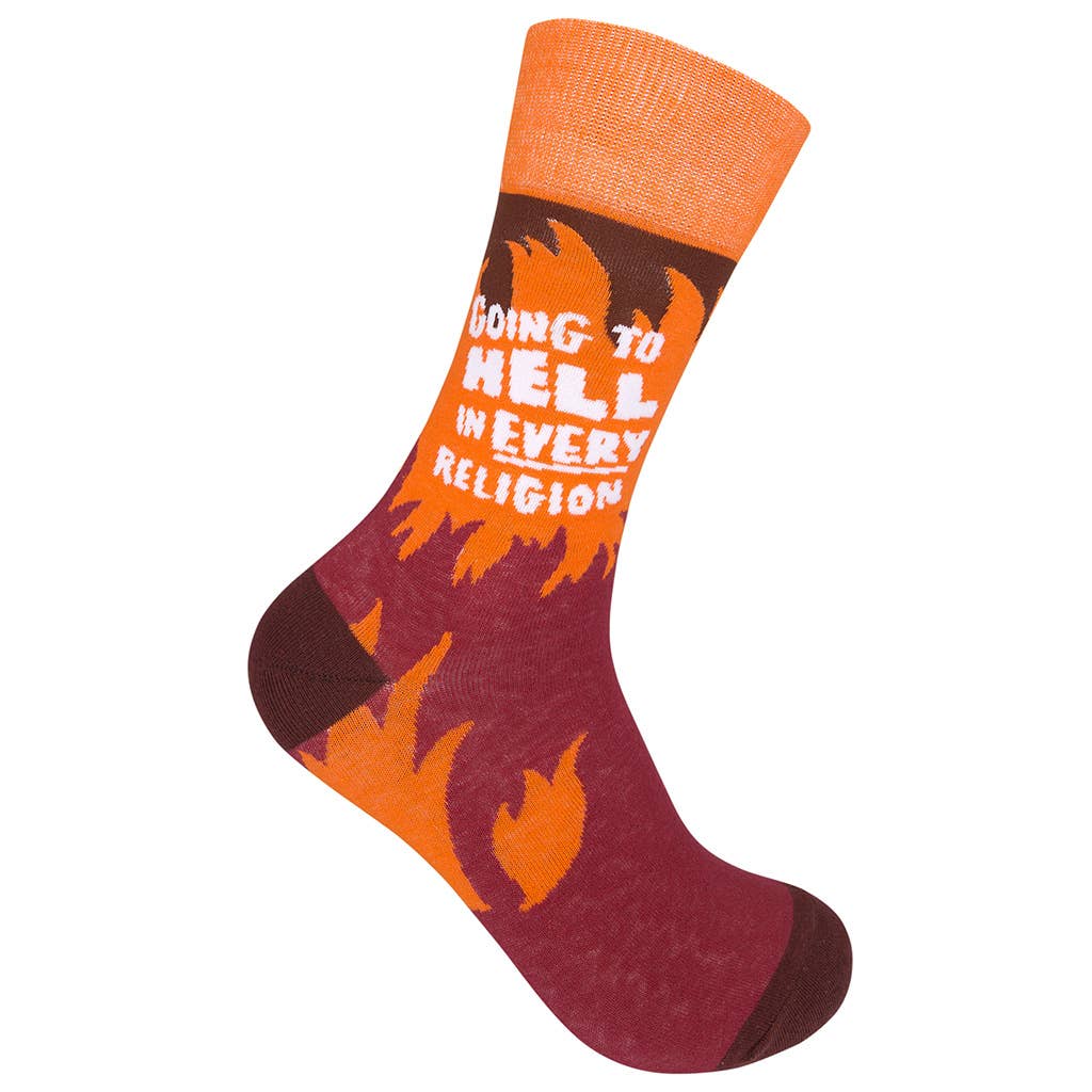 Going To Hell In Every Religion Socks | Fire Flames Unisex Funny Socks - Image 2