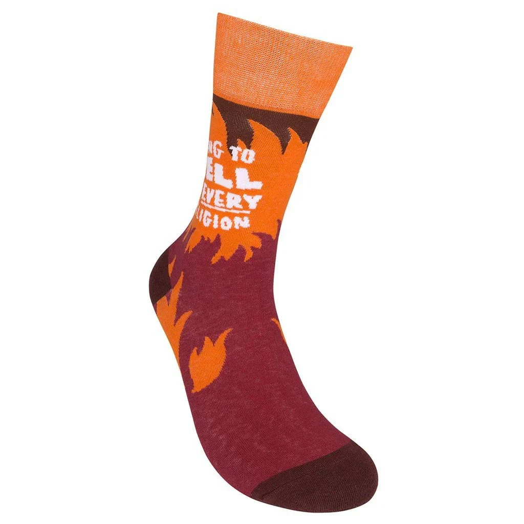 Going To Hell In Every Religion Socks | Fire Flames Unisex Funny Socks - Image 5