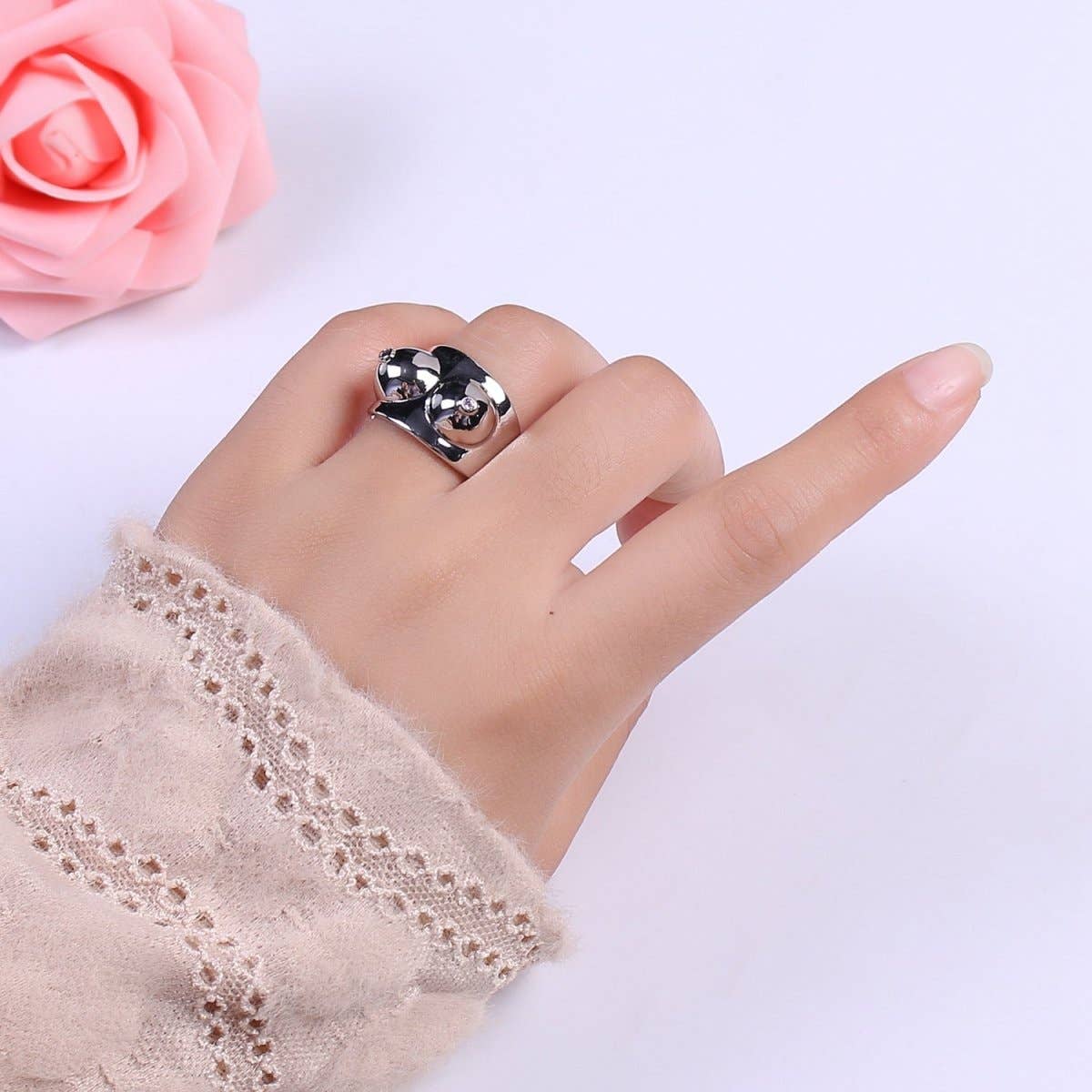 Boobs Ring | Breast Cancer Awareness Statement Ring | Breastfeeding Body Positive Jewelry - Image 5