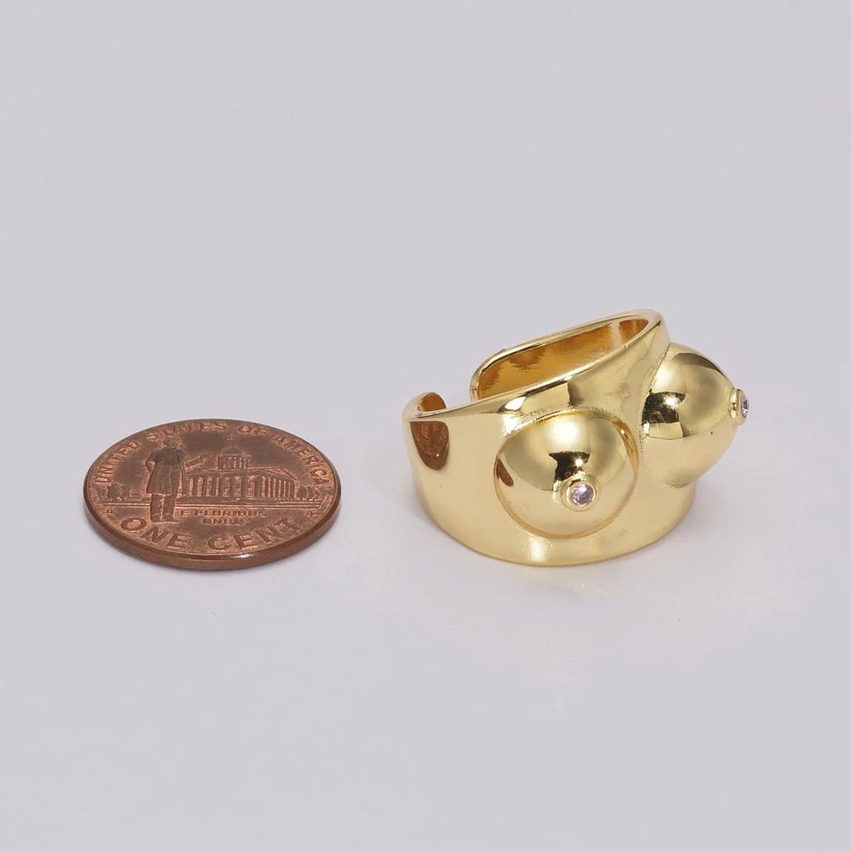 Boobs Ring | Breast Cancer Awareness Statement Ring | Breastfeeding Body Positive Jewelry - Image 6