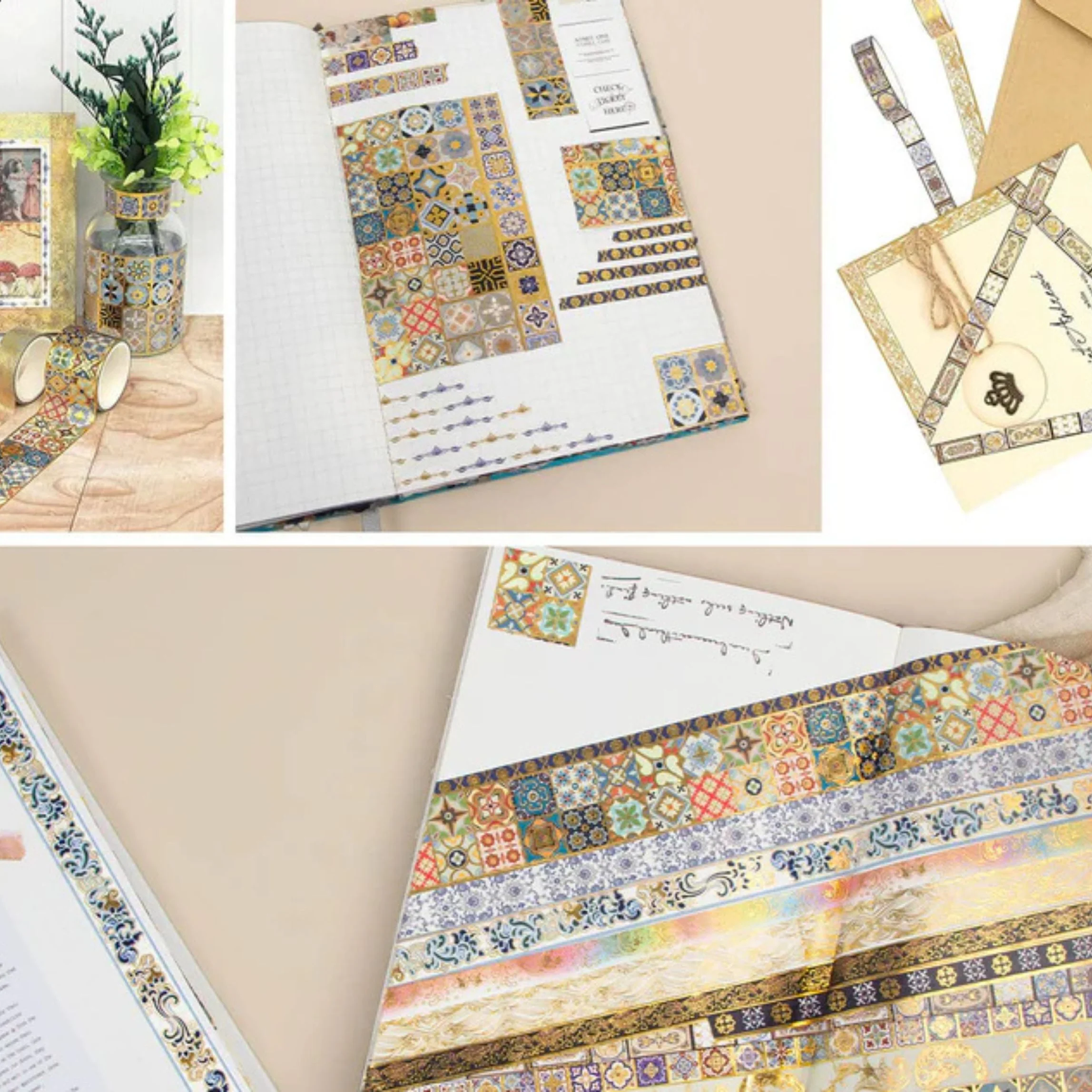 Gold Elegance Washi Tape Set | 16 Rolls Luxury Gold Foil Tapes for Journals, Planners & Scrapbooking - Image 6