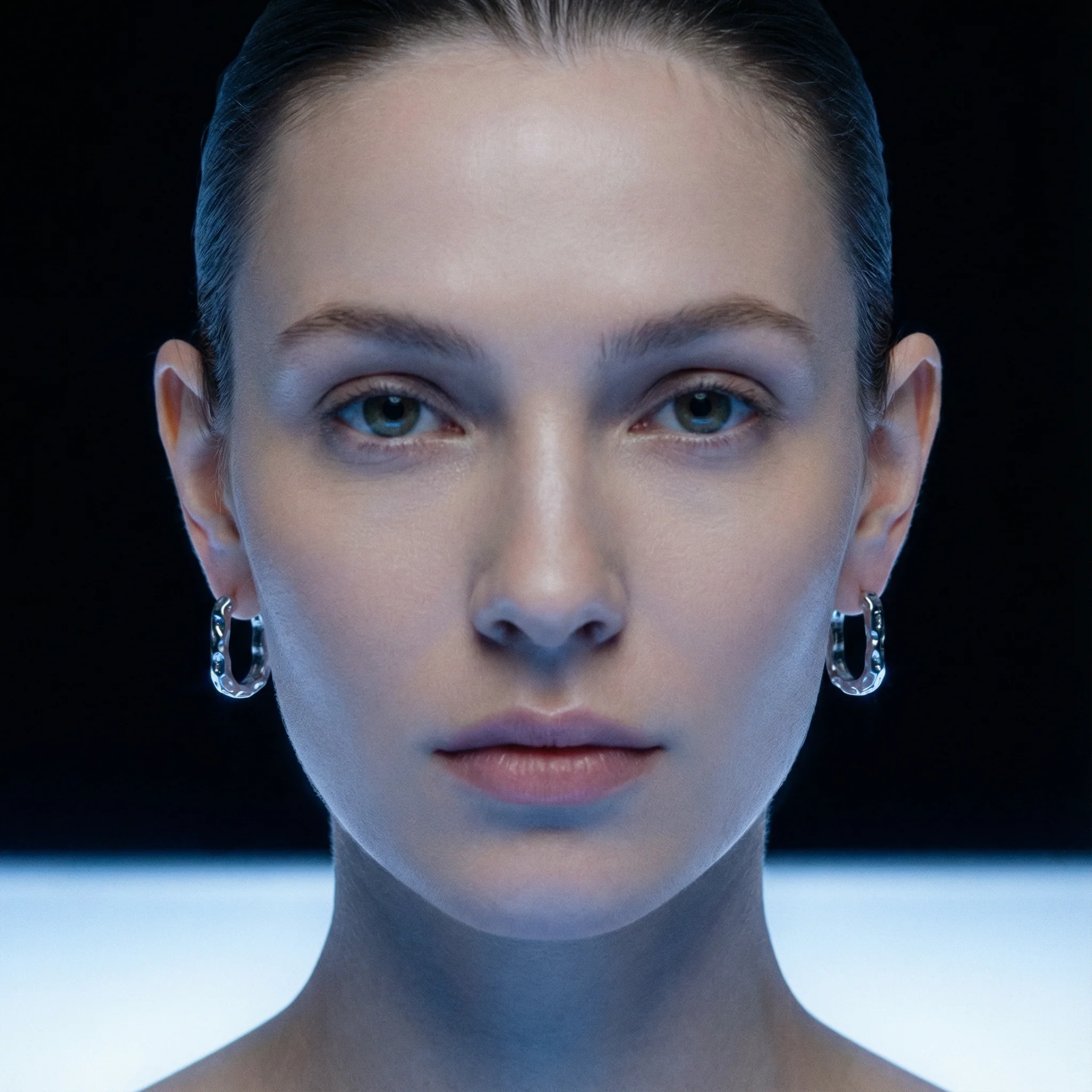Hammered Textured Oblong Hoop Earrings - Image 6