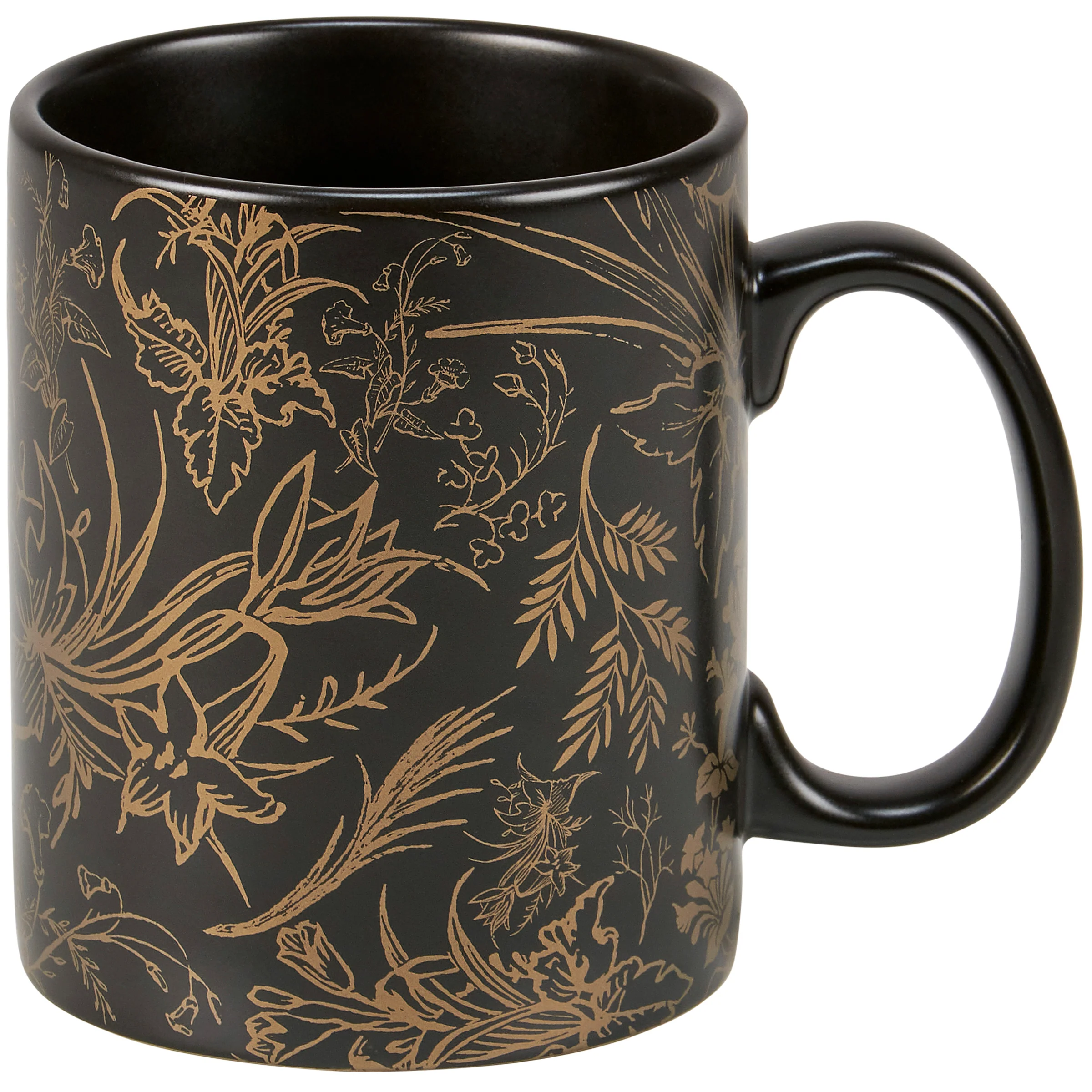Gold Floral Stoneware Mug | Full Wrap-Around Coffee Tea Cup | 20 oz - Image 2