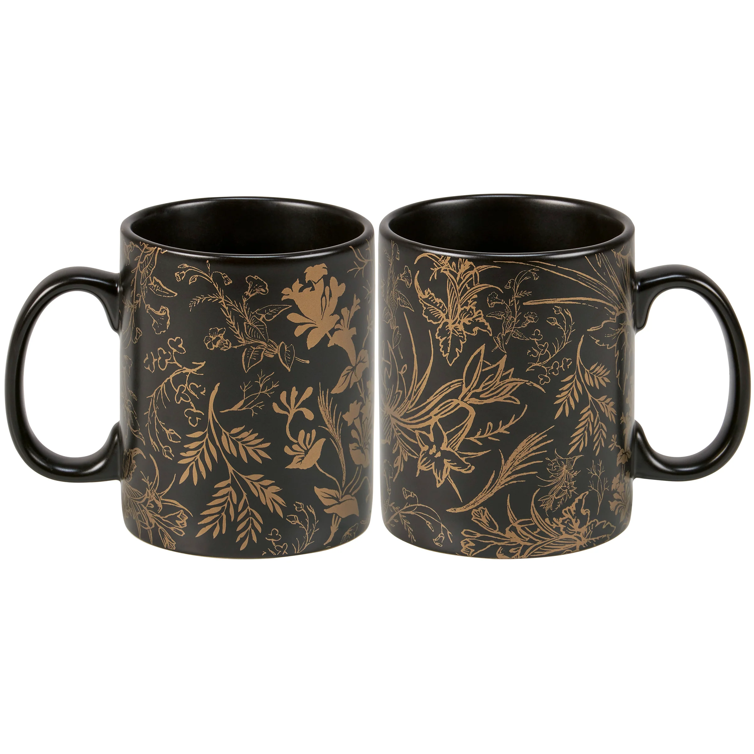 Gold Floral Stoneware Mug | Full Wrap-Around Coffee Tea Cup | 20 oz - Image 3
