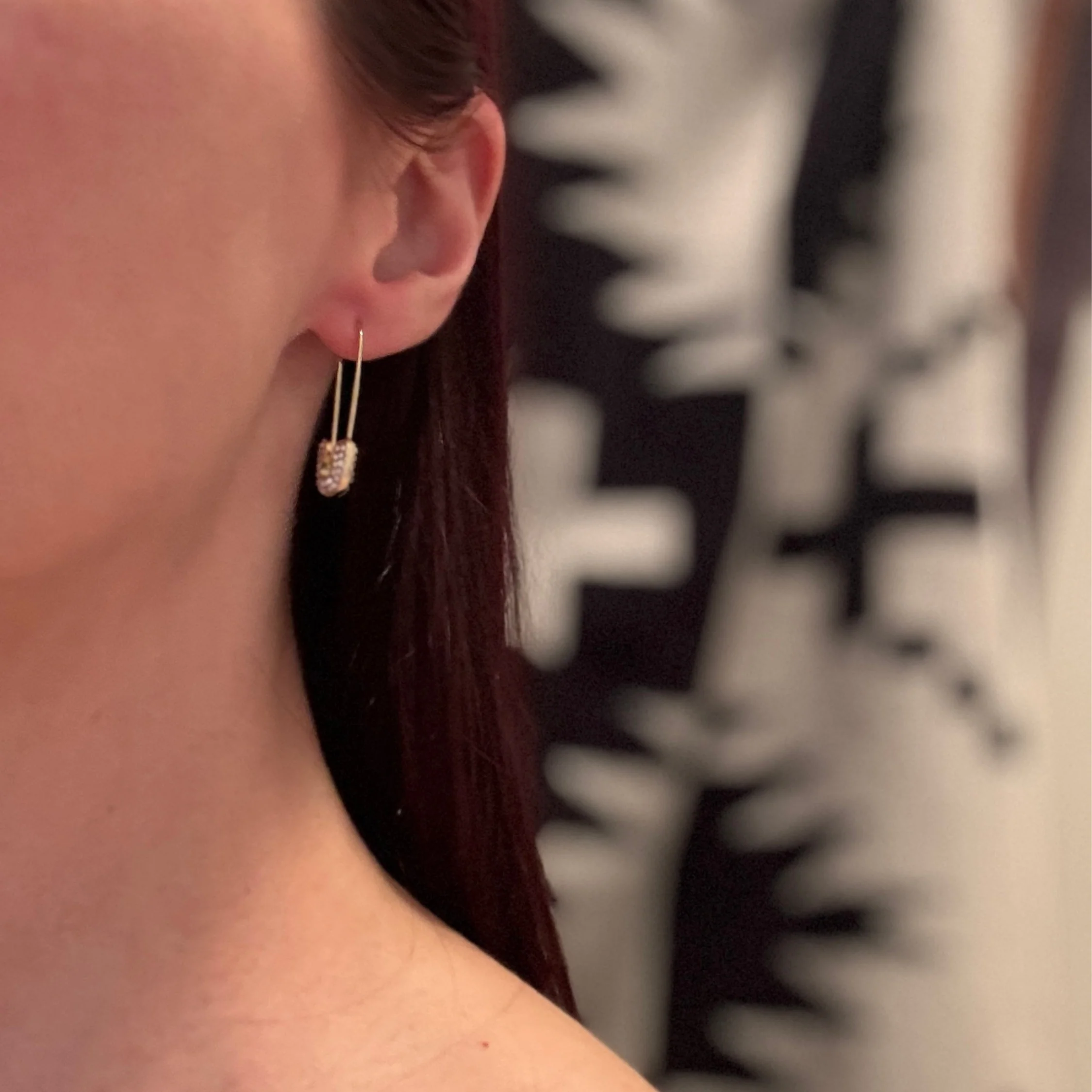 Gold Plated Safety Pin Earrings Luxe Jewelry | 1.25'' - Image 2