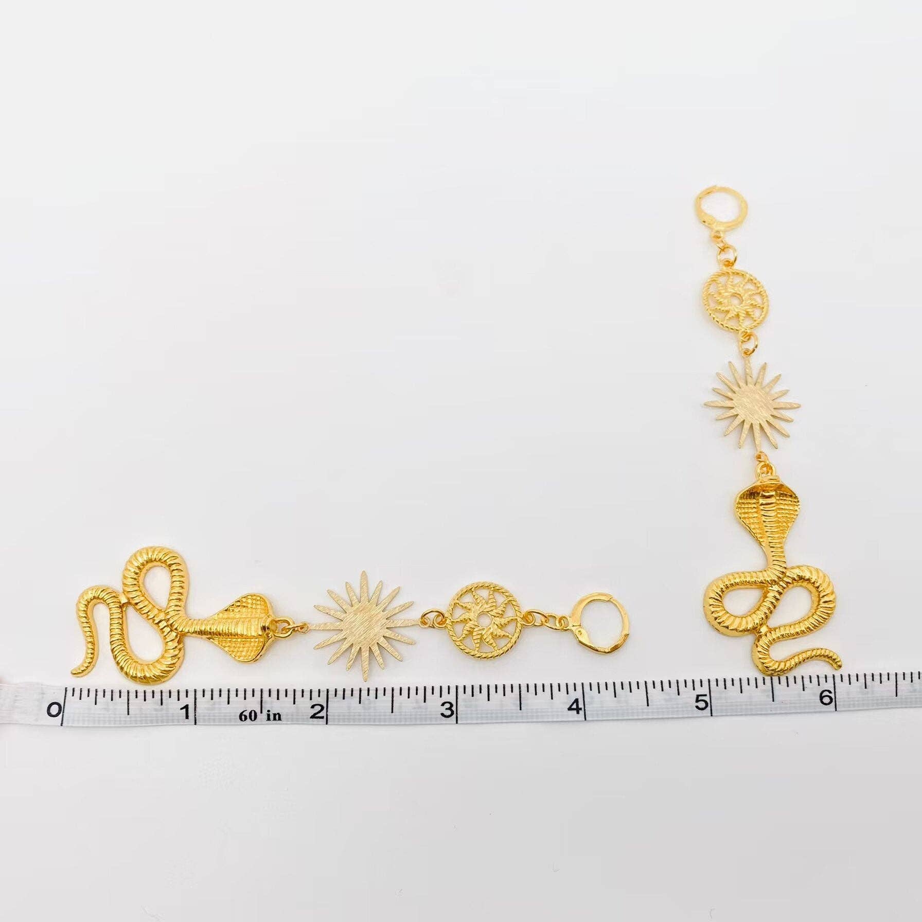 Golden Cobra Pendant Huggie Earrings - Image 4