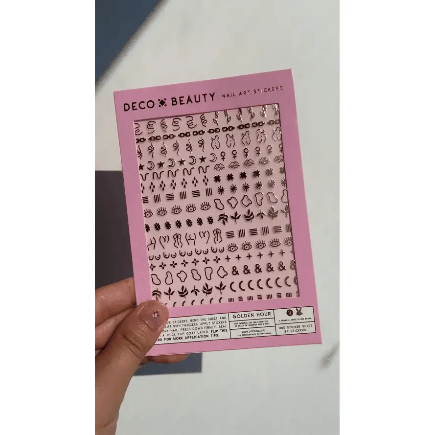 Golden Hour Nail Art Sticker Set | Vegan & Cruelty-Free | Use on Polish, Gel, or Natural Nails