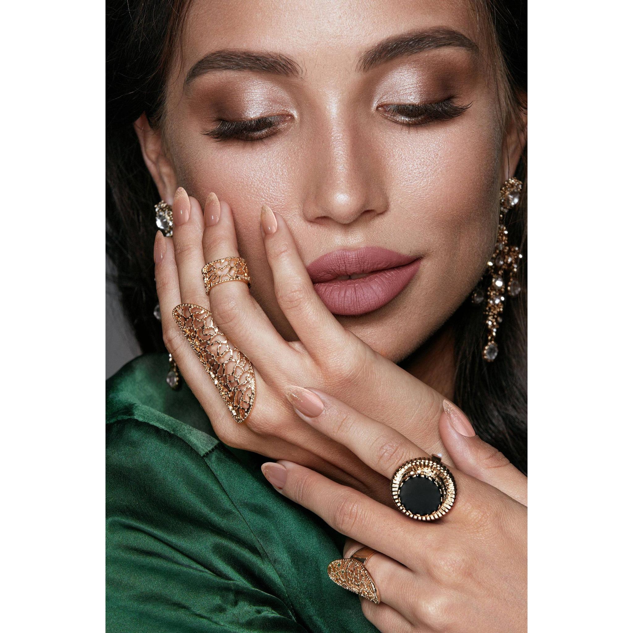 Golden Prosperity Press-On Nails | Gold Sparkle, Glossy & Reusable - Image 2
