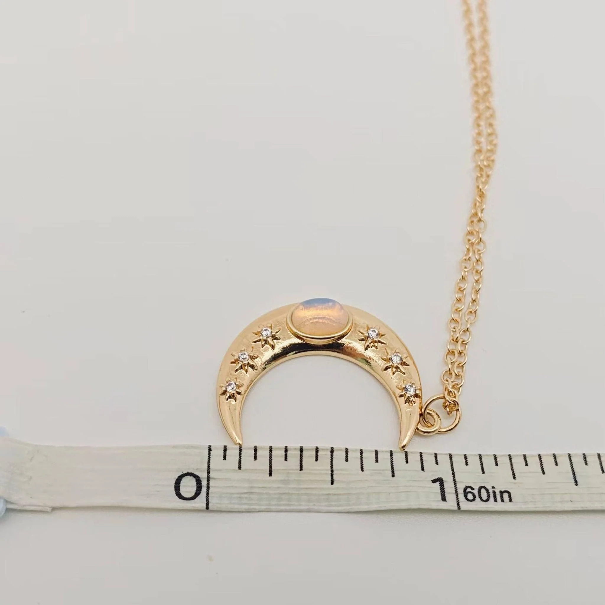 Golden Star Moon Inlaid Opal Pendant Necklace | Fashion Chain Jewelry - Image 5