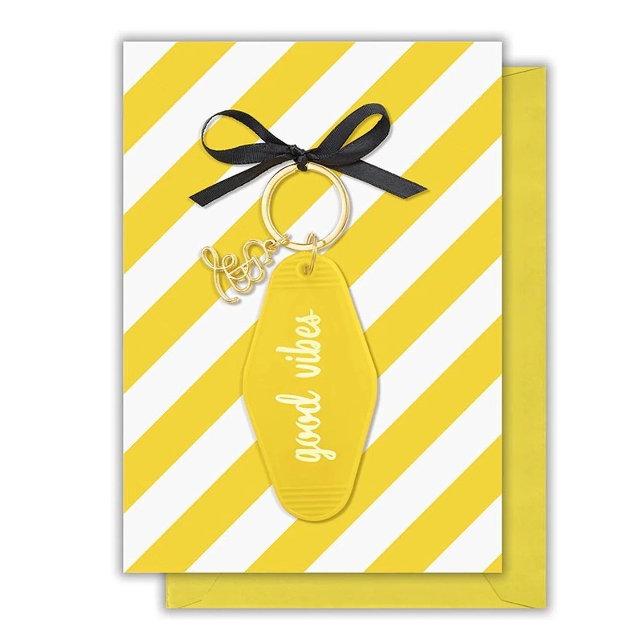 Good Vibes Motel Style Keychain with "Good Vibes on Your Birthday" Greeting Card | Gift for Her - Image 3