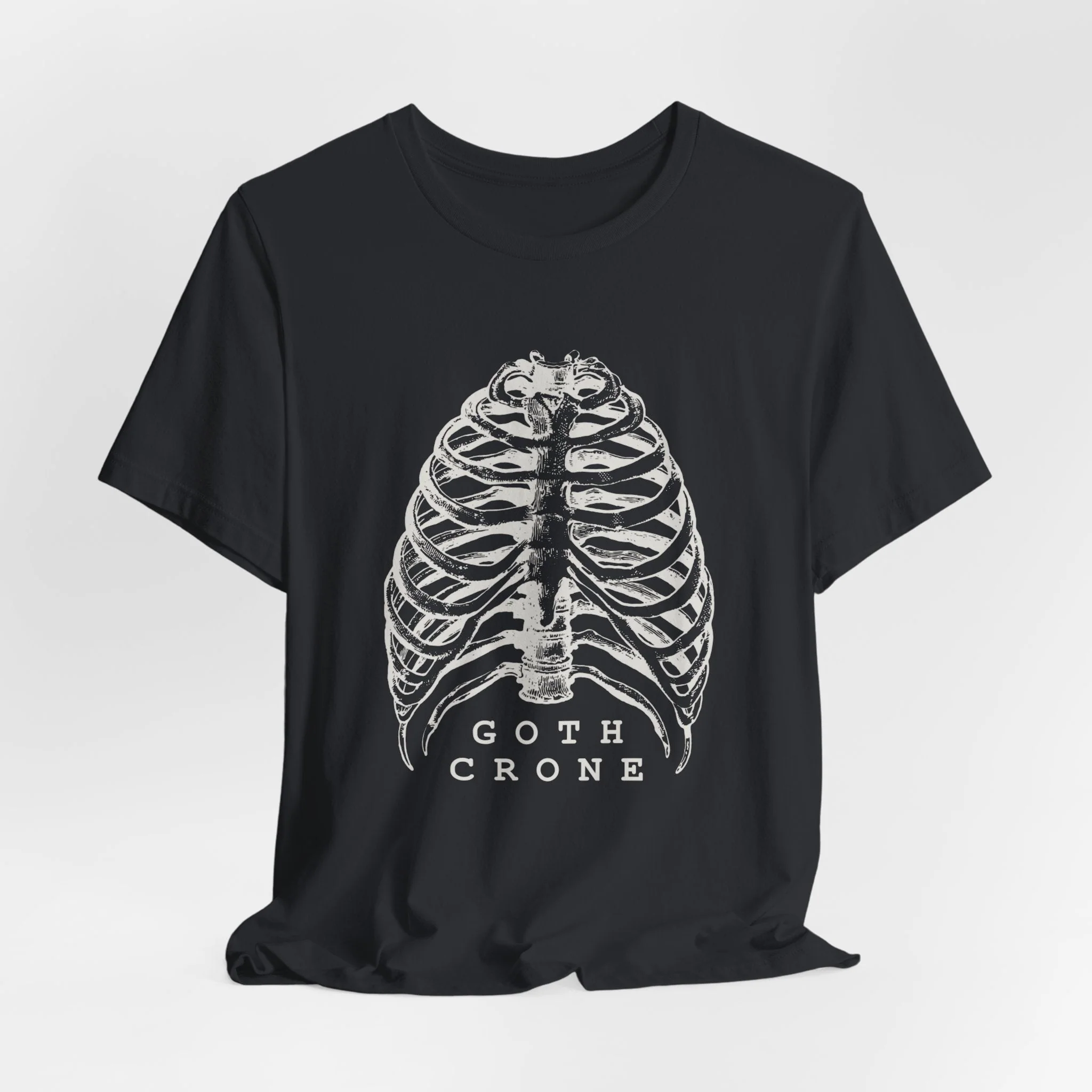 Goth Crone Unisex Jersey Short Sleeve Tee | Gothic Spooky Ribcage Illustration - Image 2