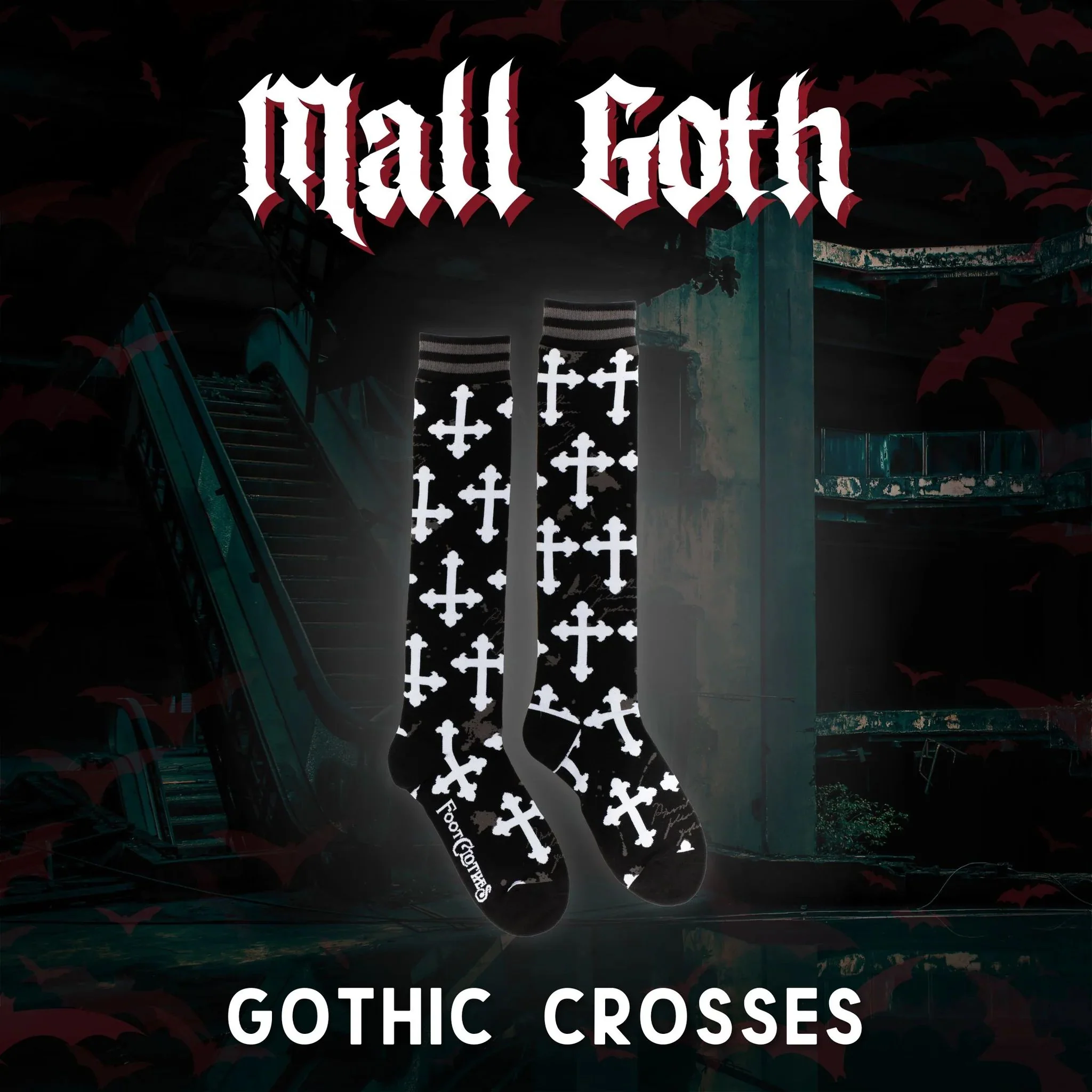 Mall Goth Gothic Crosses Knee High Socks - Image 13
