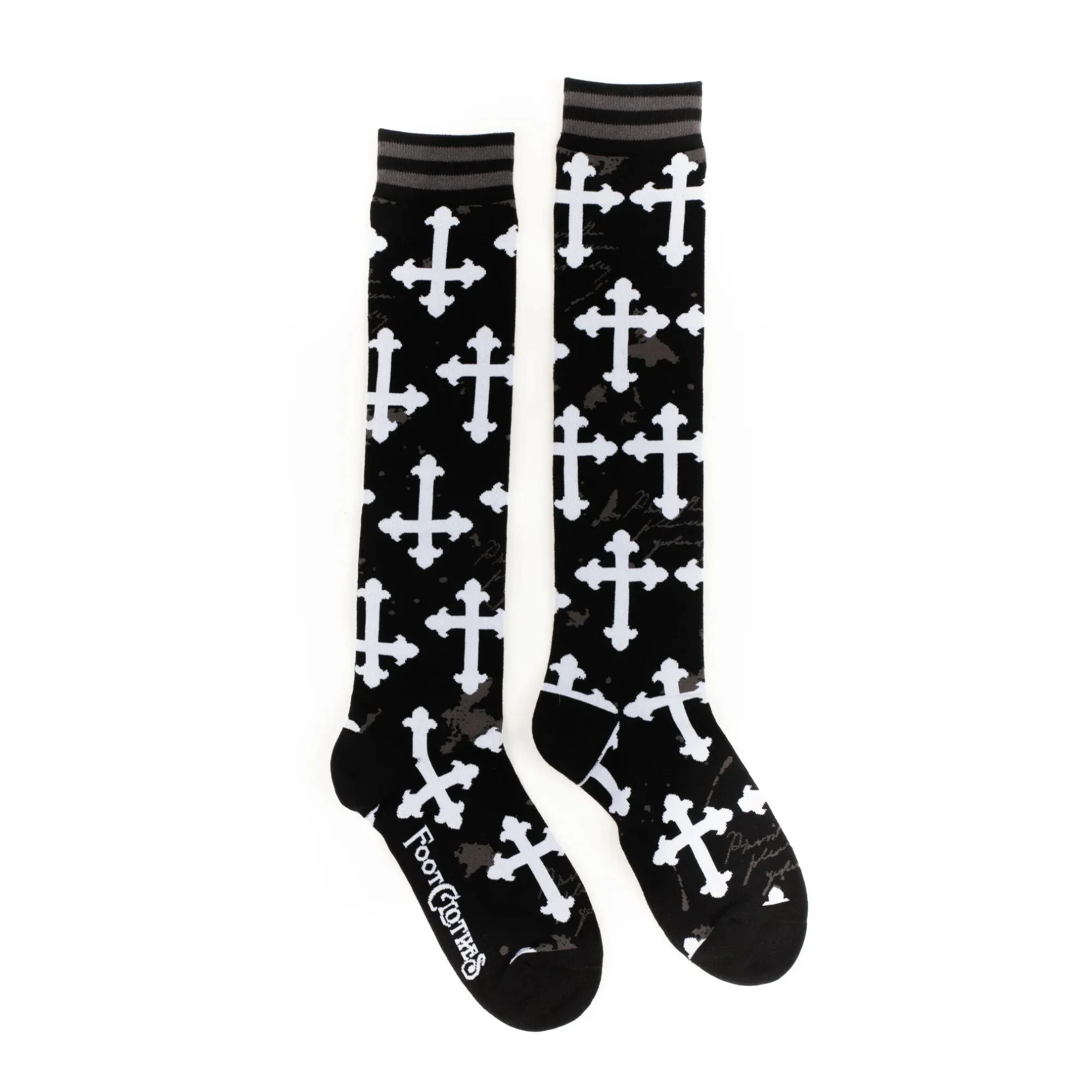 Mall Goth Gothic Crosses Knee High Socks - Image 4