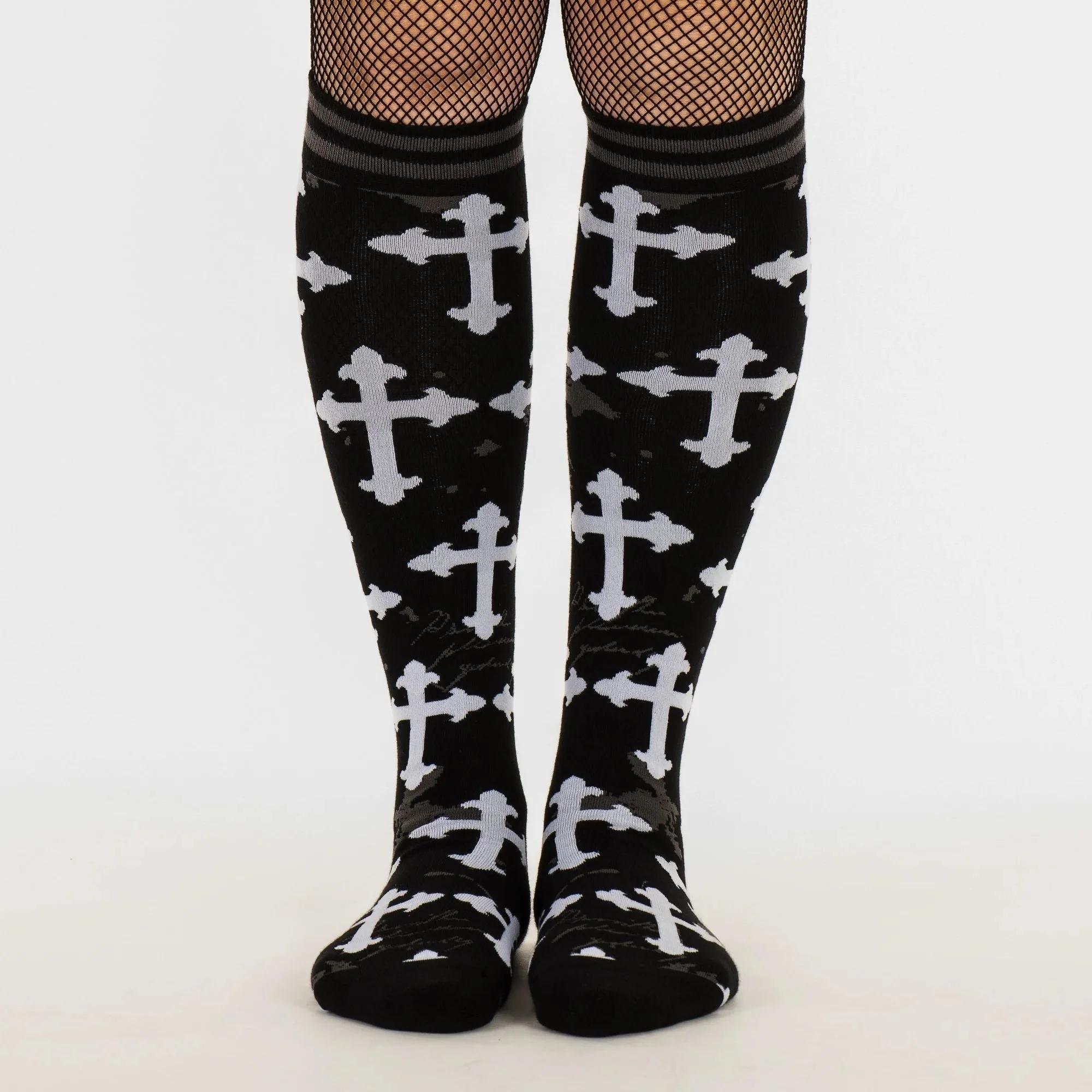 Mall Goth Gothic Crosses Knee High Socks - Image 7