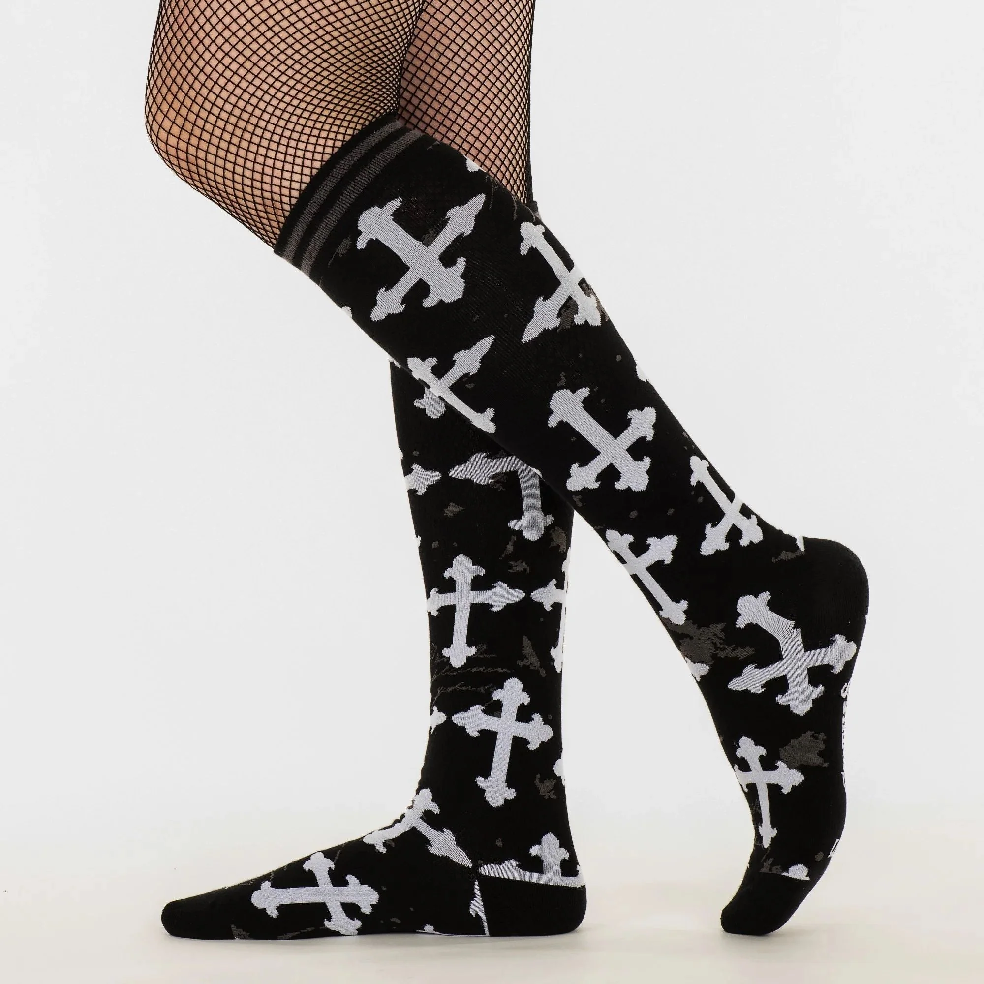 Mall Goth Gothic Crosses Knee High Socks - Image 8
