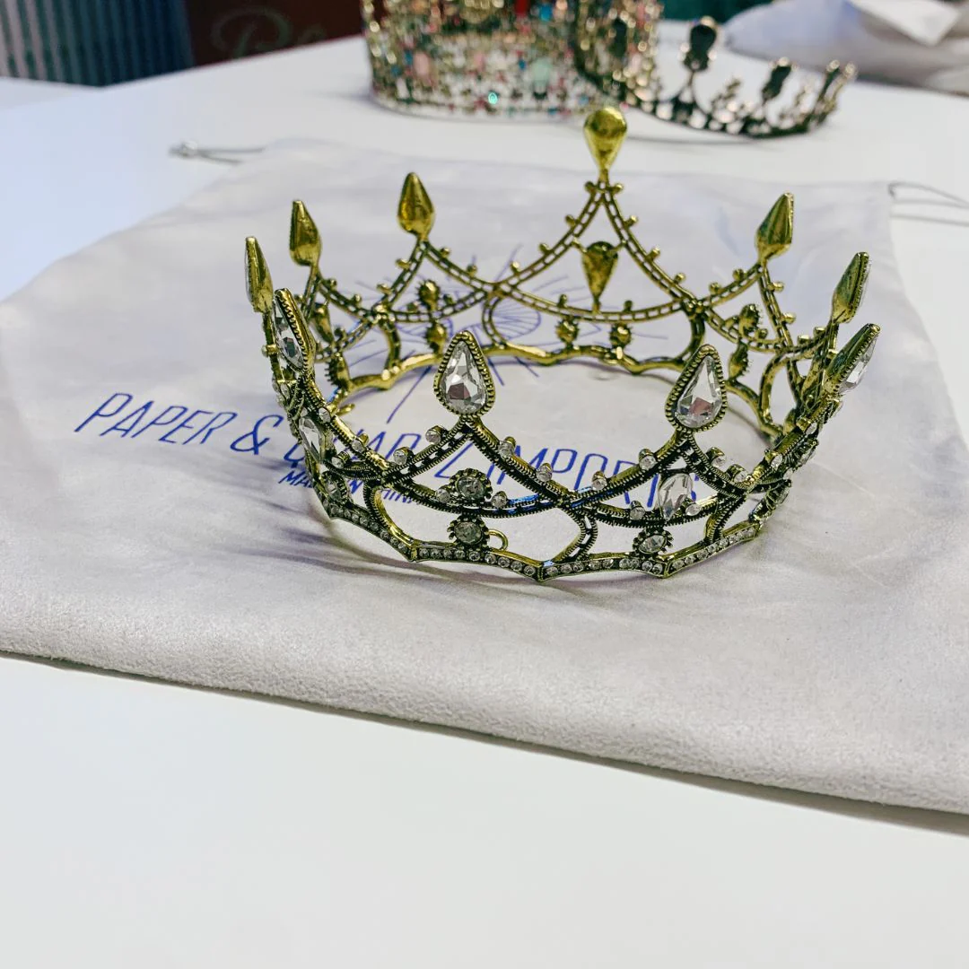 Gothic Structures Mini Crown Tiara in Antiqued Gold - Image 3