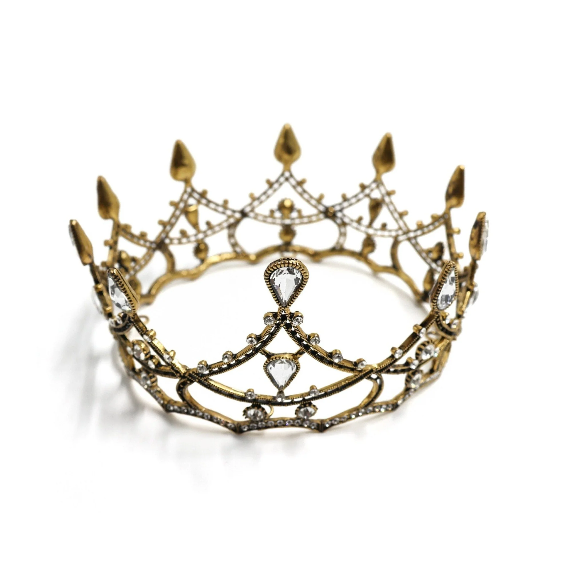 Gothic Structures Mini Crown Tiara in Antiqued Gold - Image 4