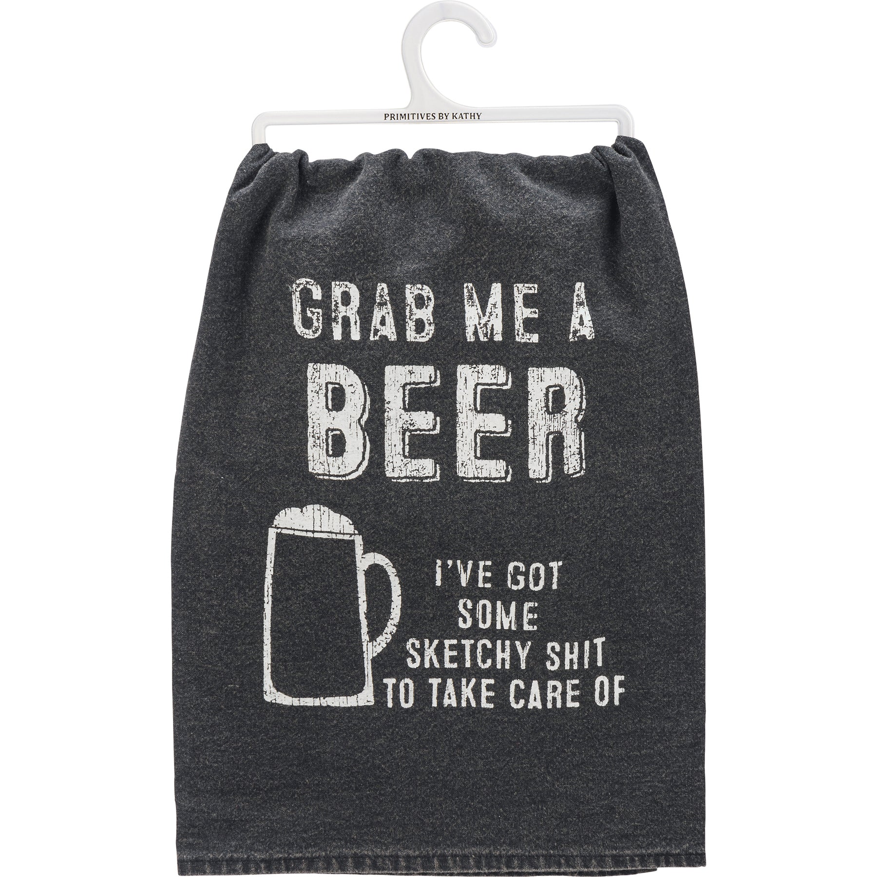 Grab Me A Beer Kitchen Towel in Black | Cotton Hand Tea Dish Cloth | 28" x 28" - Image 2