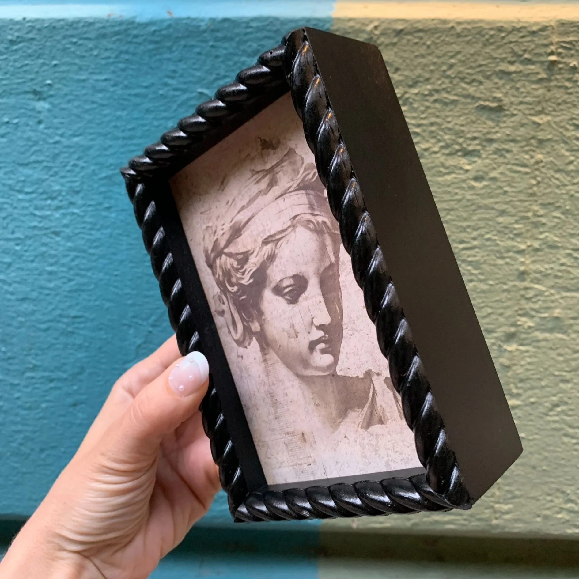 Greek Sketch Inset Box Sign | Wall Desk Wooden Decor | 4" x 6" - Image 5