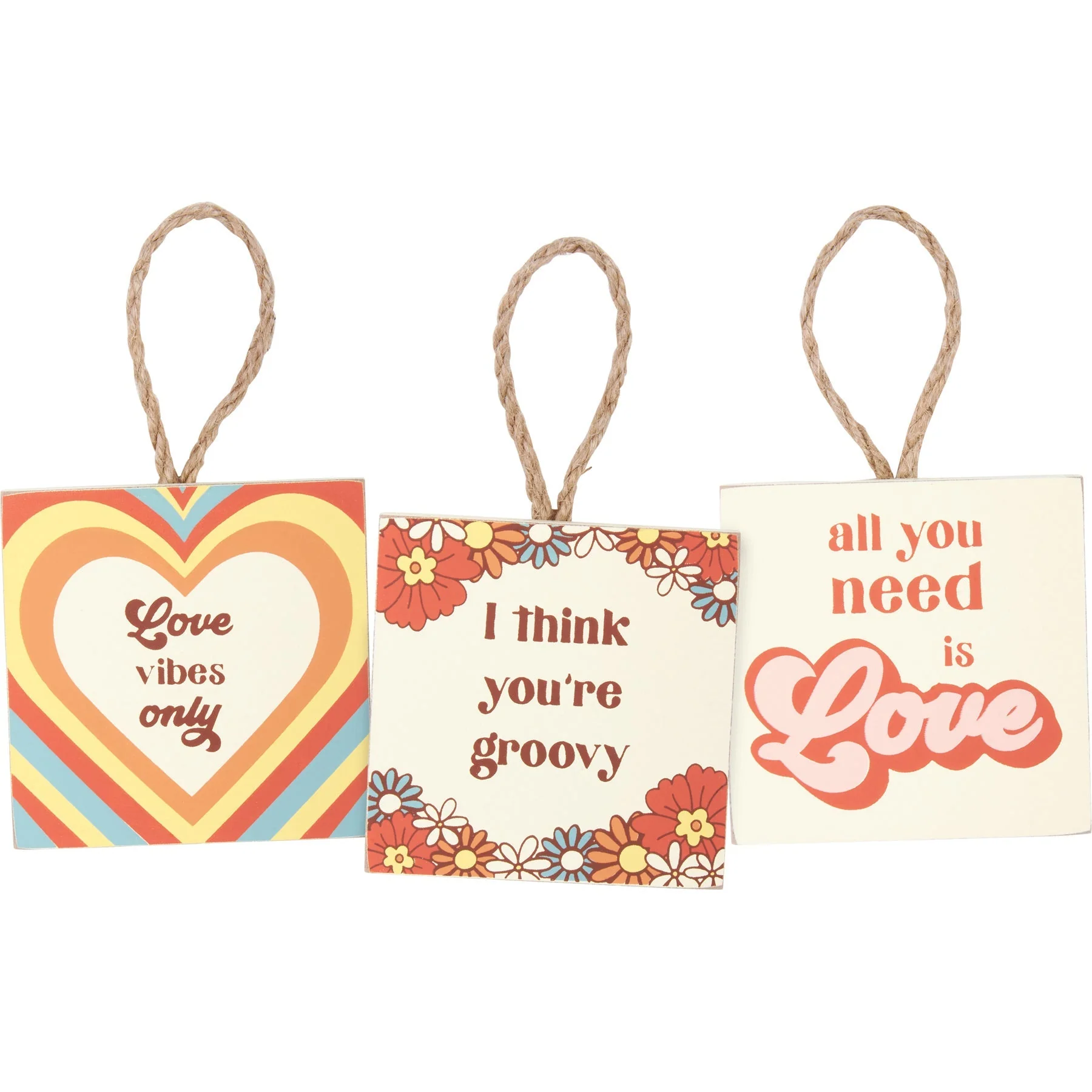 Groovy Self-Hanging Mini Art Prints | 3 Piece Wooden Display | Love Themed - Image 2
