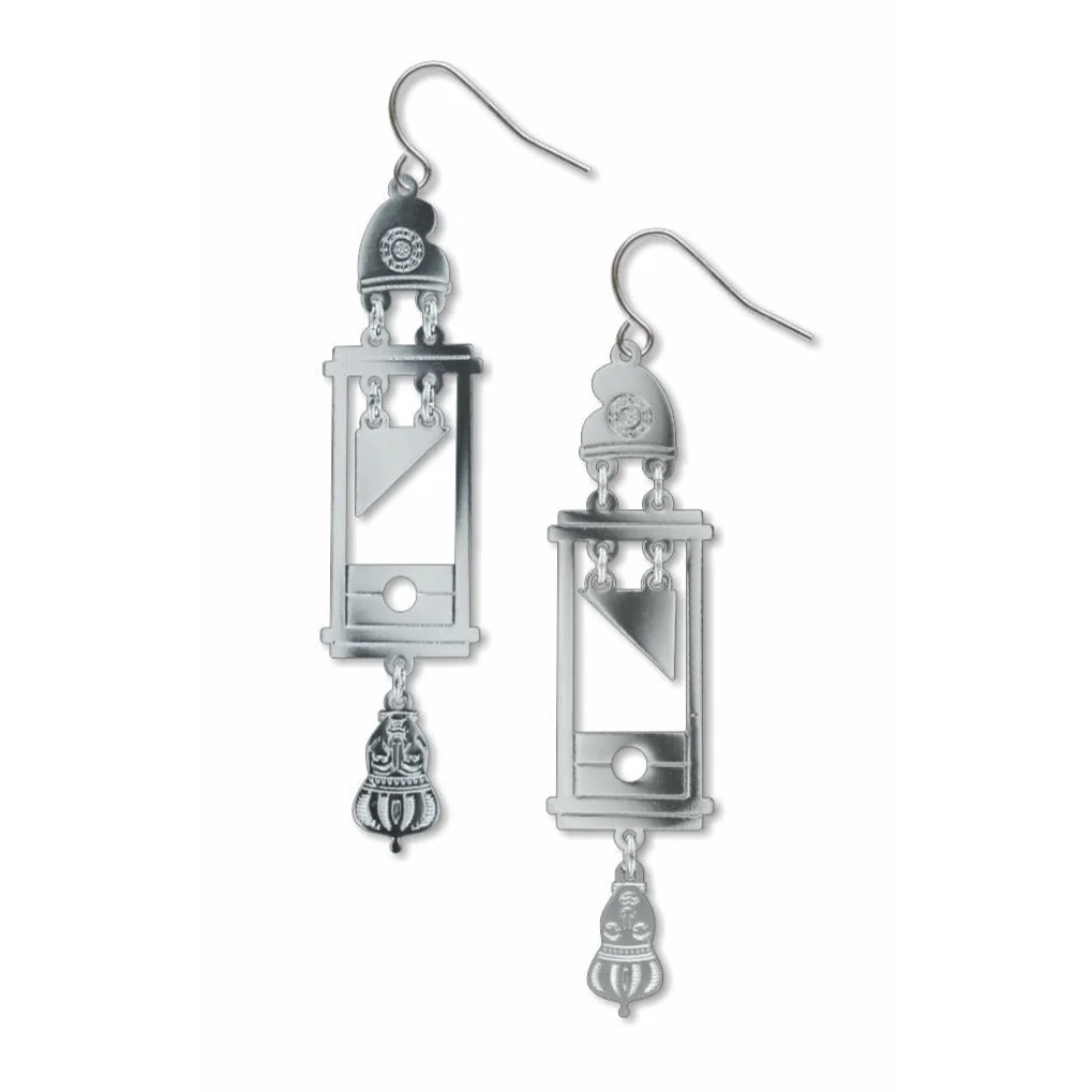 Guillotine Earrings | Featuring the Heads of Louis 16th and Marie Antoinette | Gold or Silver - Image 10