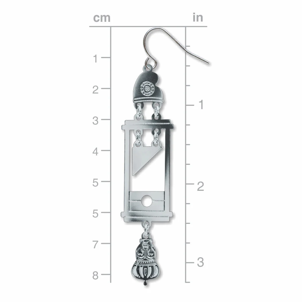 Guillotine Earrings | Featuring the Heads of Louis 16th and Marie Antoinette | Gold or Silver - Image 12