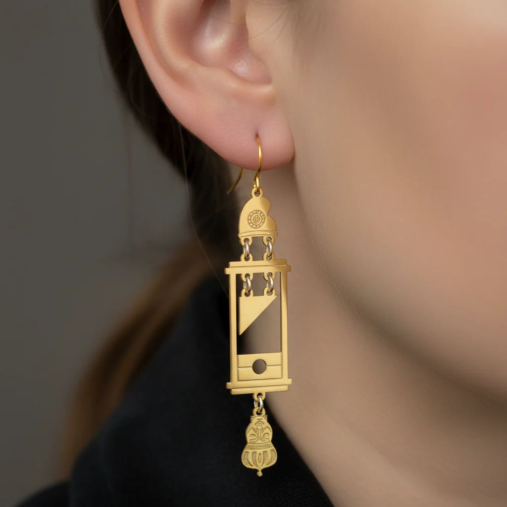 Guillotine Earrings | Featuring the Heads of Louis 16th and Marie Antoinette | Gold or Silver - Image 13